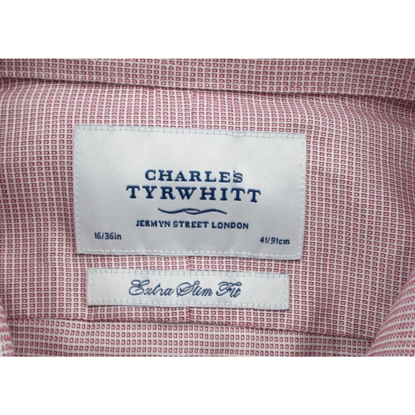 Charles Tyrwhitt Charles Tyrwhitt Shirt Mens 16 36 Extra Slim Fit Dress Button Up French Cuffs Pink Check Cotton 100% Business Formal Casual Mens Size 42R - 4 Thumbnail