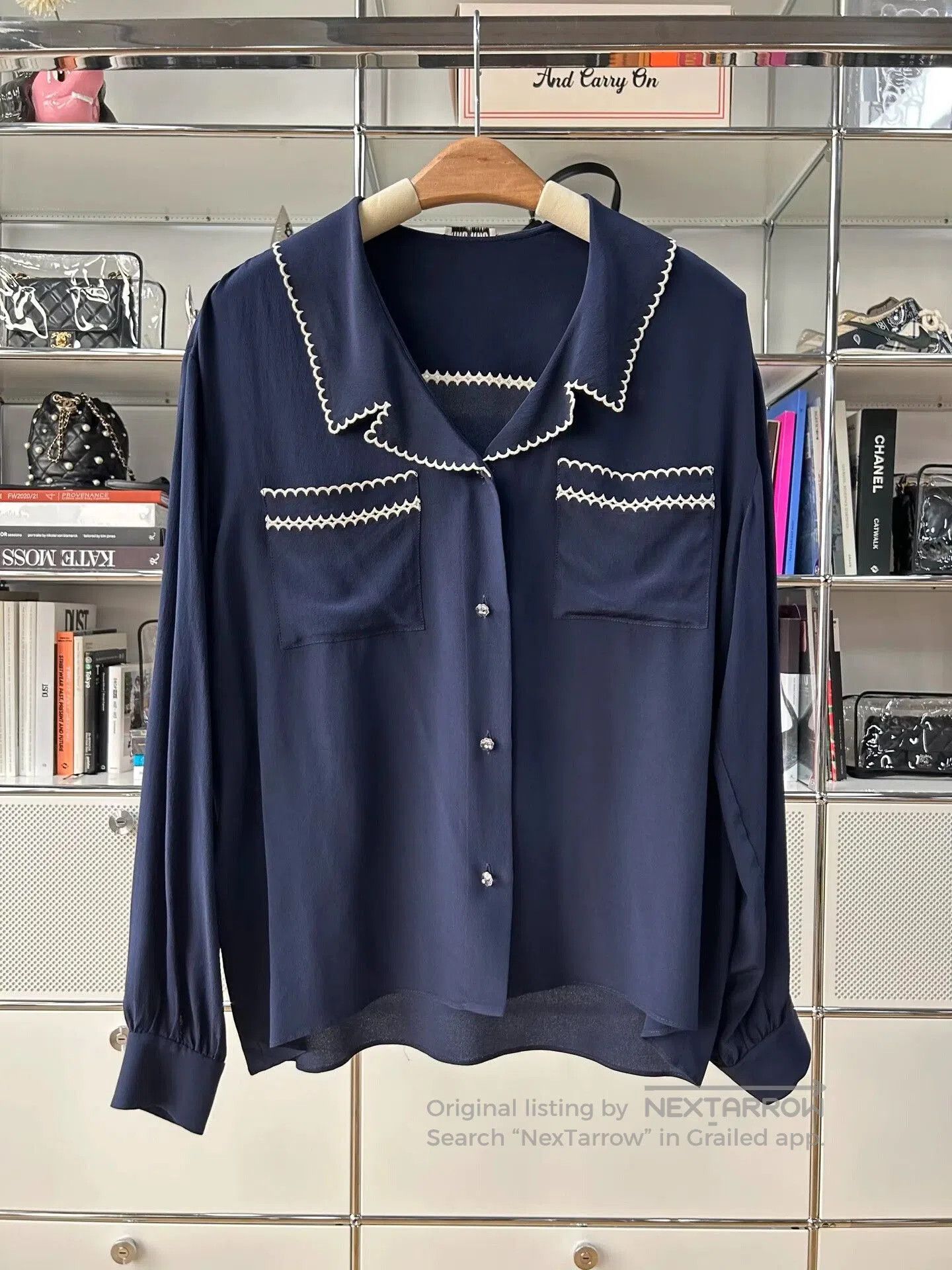Miu Miu Miu Miu Navy Silk Shirt. Size XS / US 0-2 / IT 36-38 - 1 Thumbnail