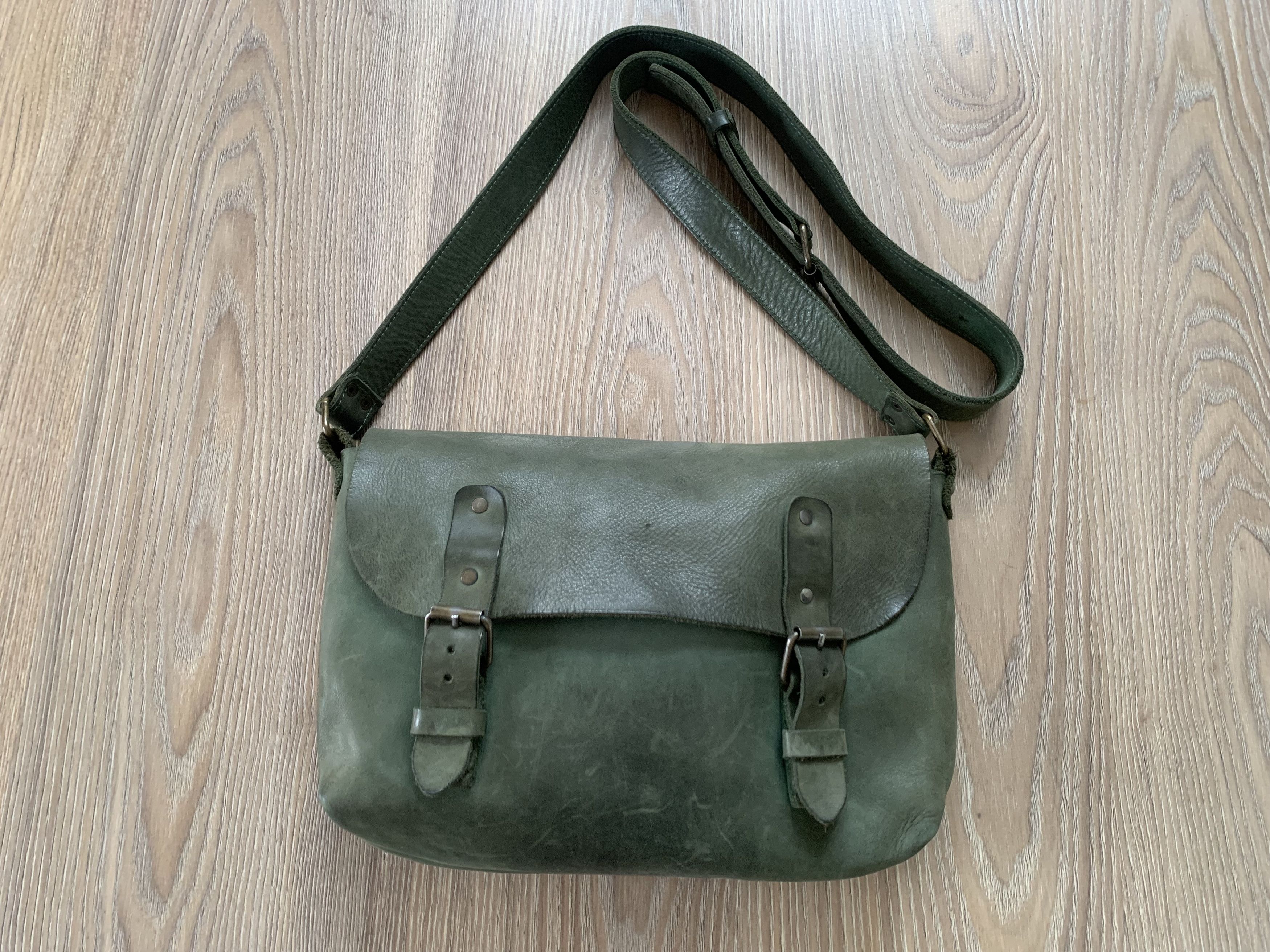 Other Hand Made Retro Vintage Green Leather Courier Messenger Bag Size ONE SIZE - 3 Thumbnail