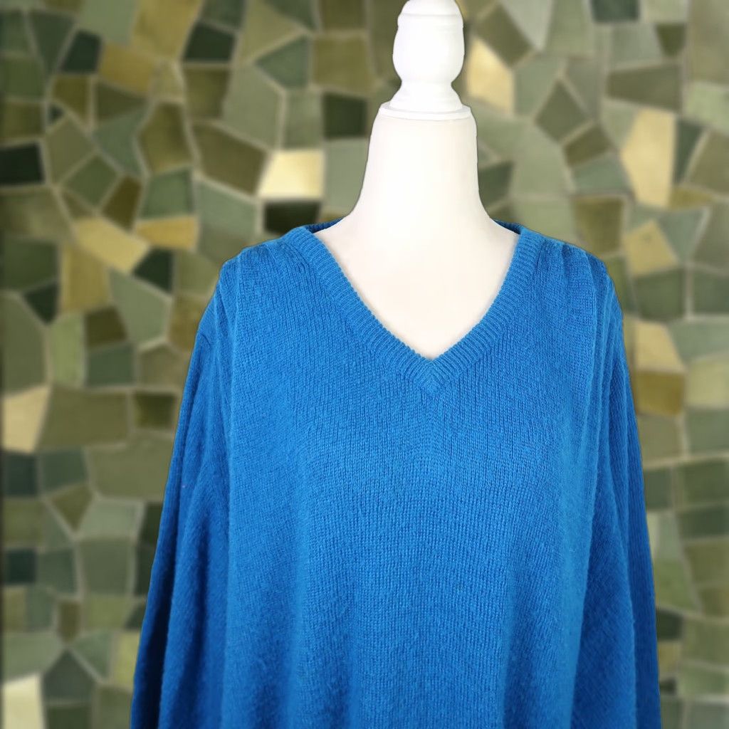 Vintage VINTAGE Lady Lilly Cerulian Blue wool knit dolman sleeve sweater 24 Size 4XL / US 24-26 - 1 Thumbnail