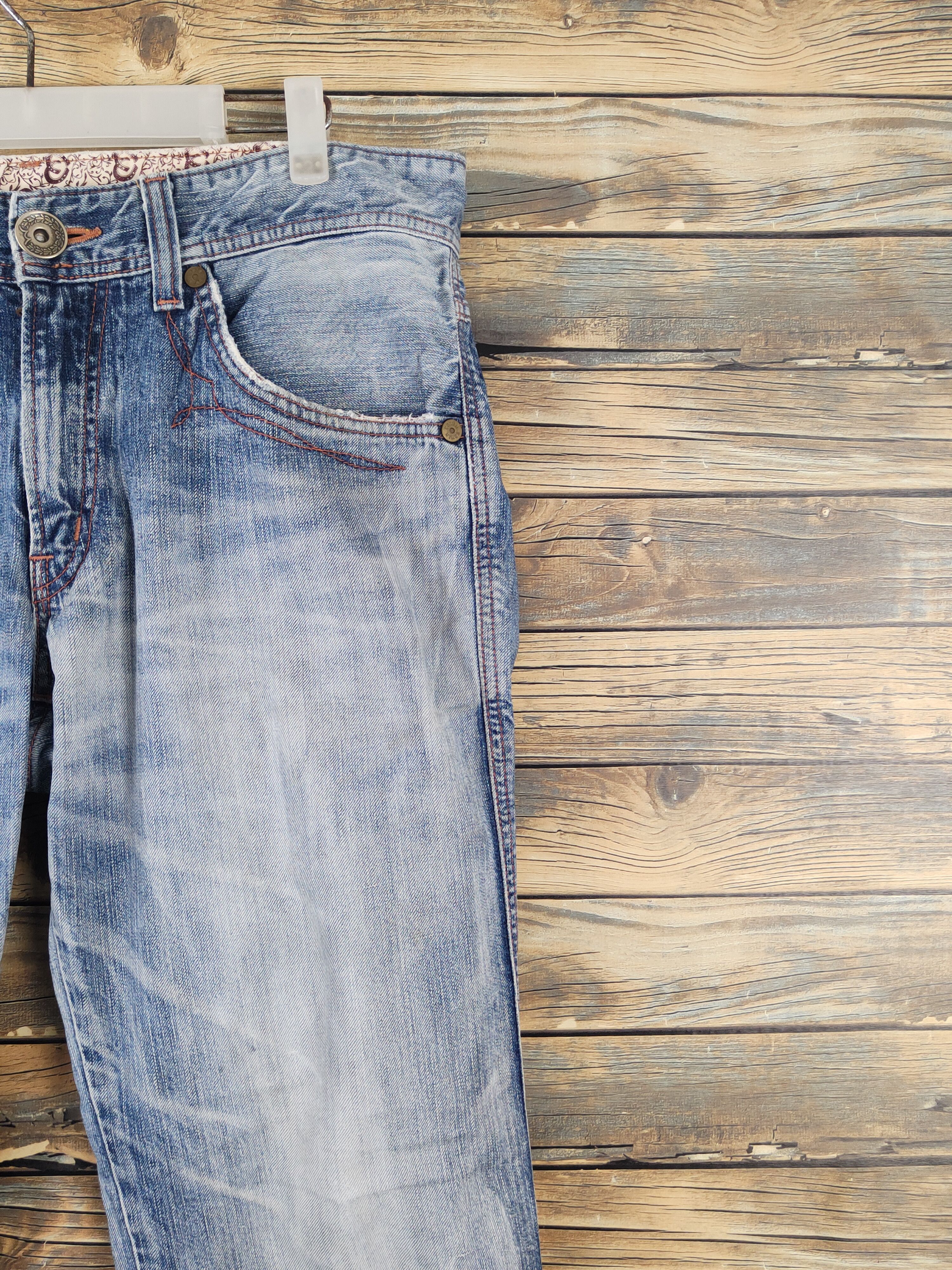 Edwin Edwin 503 Blue Distressed Ripped denim Jeans #W1876 Size US 35 - 5 Thumbnail