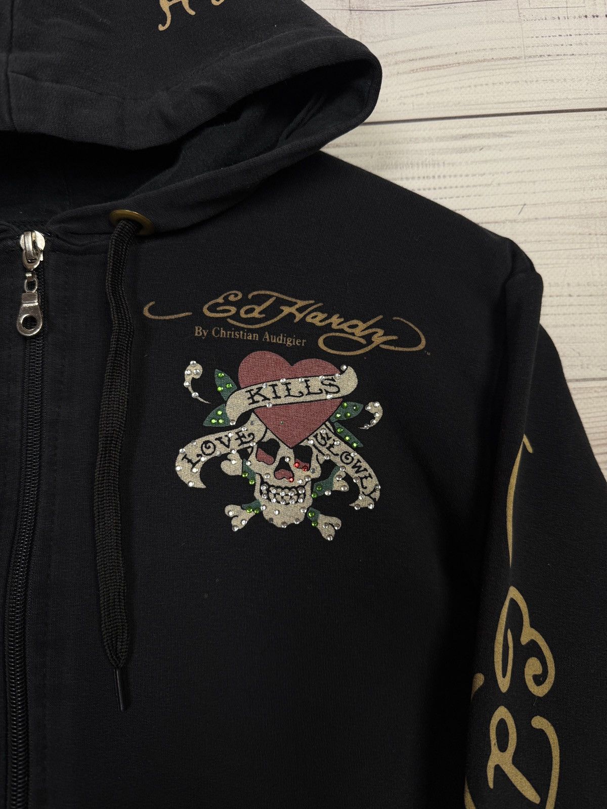 Christian Audigier RARE Vintage Ed Hardy Zip Hoodie Skelleton Skulls Audigier Size M / US 6-8 / IT 42-44 - 6 Thumbnail