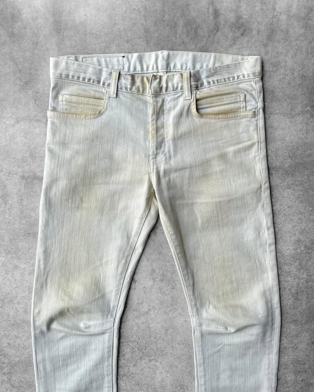 Balmain Balmain SS12 Dirty Coated Pale Yellow Washed Jeans Size US 31 - 3 Thumbnail