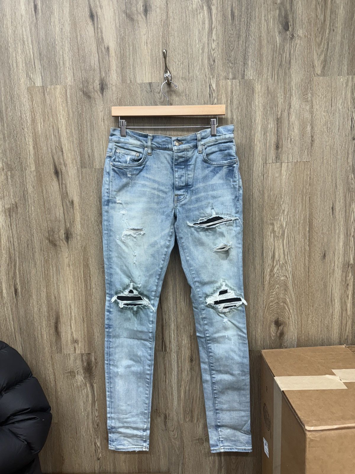 Amiri Amiri MX1 Blue Jeans Black Patch Size US 31 - 1 Thumbnail