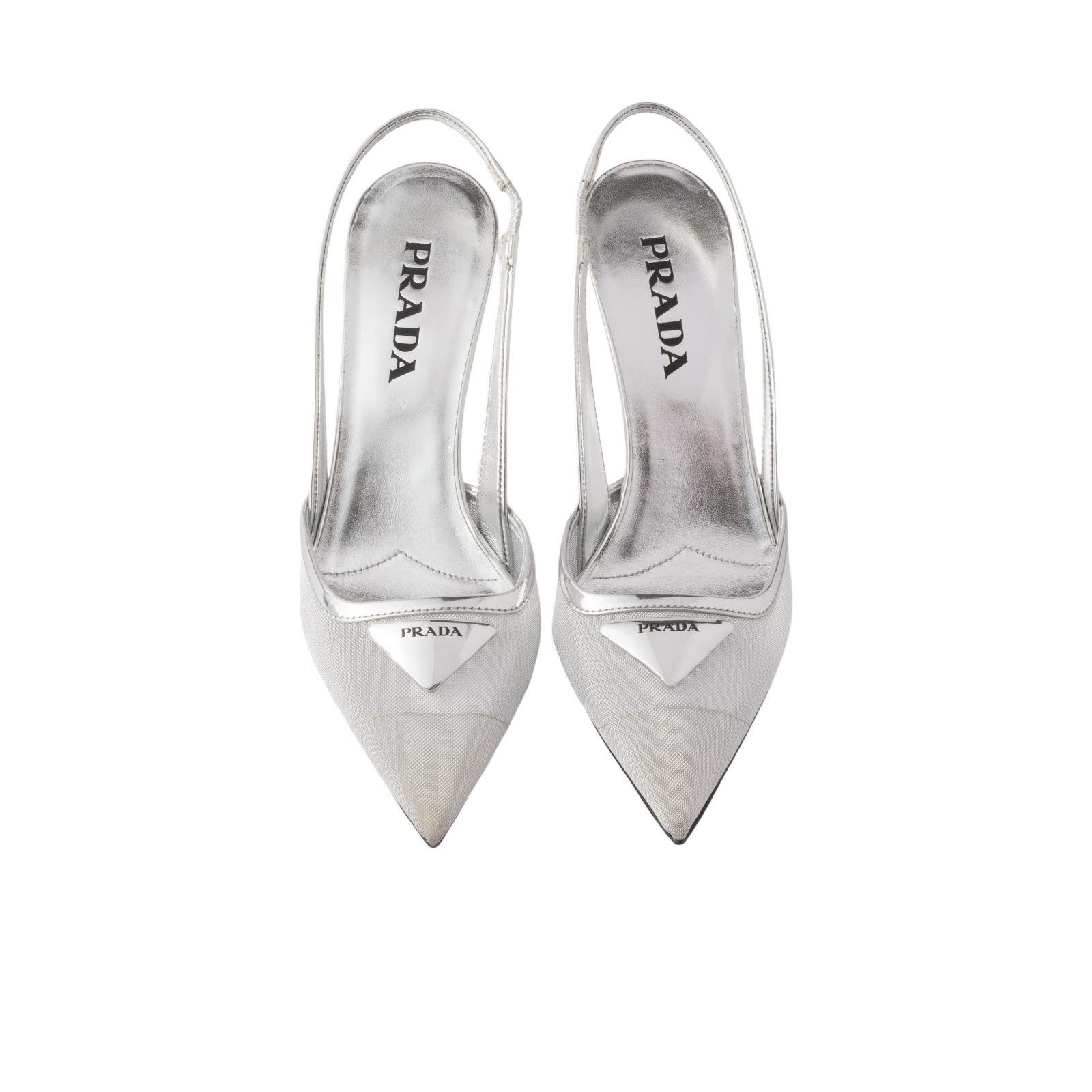 Prada PRADA $1200 Silver Mesh Slingback 70mm Pumps New And Authent Size US 9 / IT 39 - 3 Thumbnail