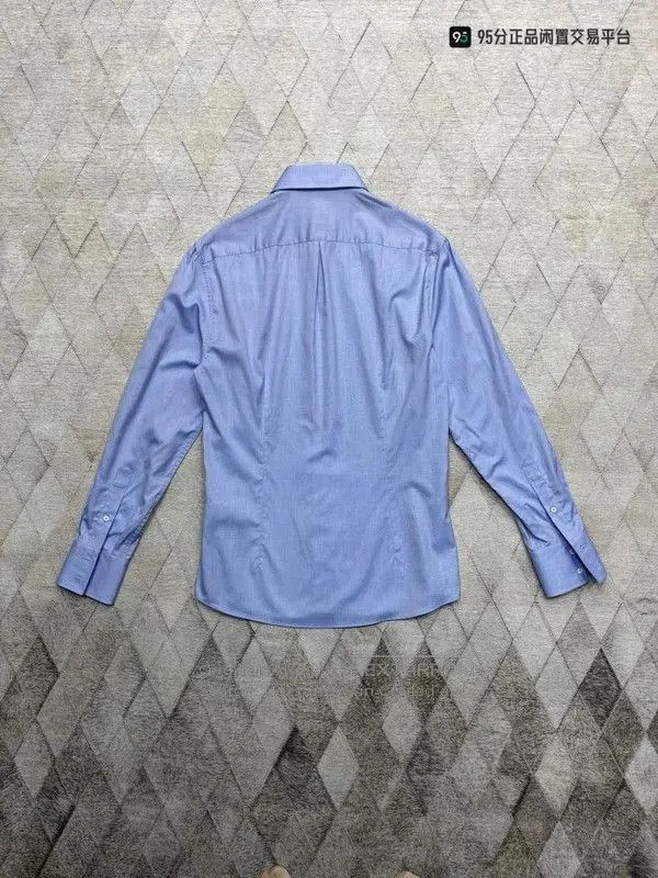 Brunello Cucinelli Brunello Cucinelli Men's Solid Blue Regular Collar Shirt. Size US S / EU 44-46 / 1 - 5 Thumbnail