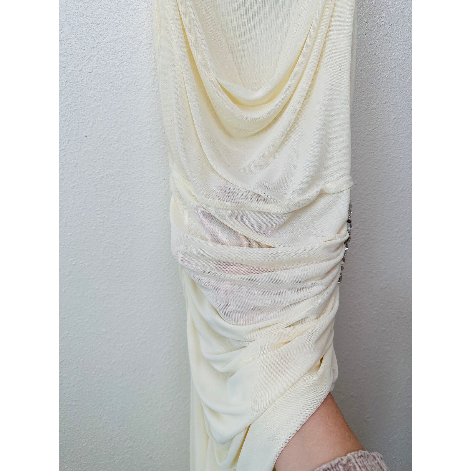 Other NWT David Koma Cream Crystal Claw Draped Mesh Dress US 6 Size M / US 6-8 / IT 42-44 - 8 Thumbnail