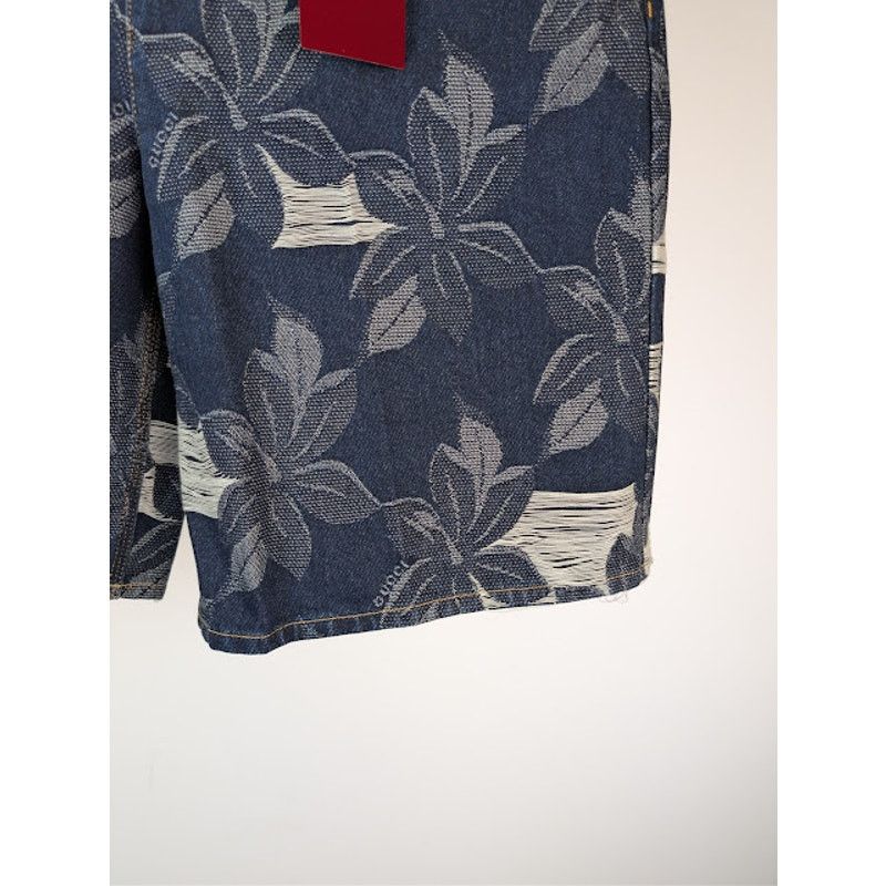 Gucci o1rshd1 Jacquard Certified Cotton Denim Bermuda Shorts Blue Size US 34 / EU 50 - 7 Thumbnail