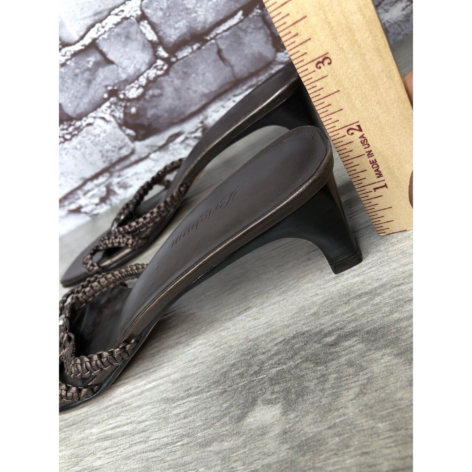 Brighton Brighton Karen Brown Copper Woven Leather Slide Heel Sandals Size US 7 / IT 37 - 18 Thumbnail