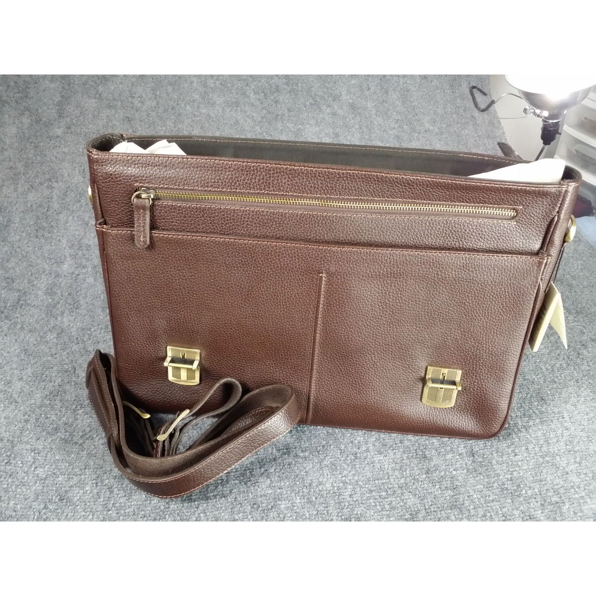 Other Mashad Leather Briefcase Men Brown Adjustable Strap Locks Bu Size ONE SIZE - 10 Thumbnail