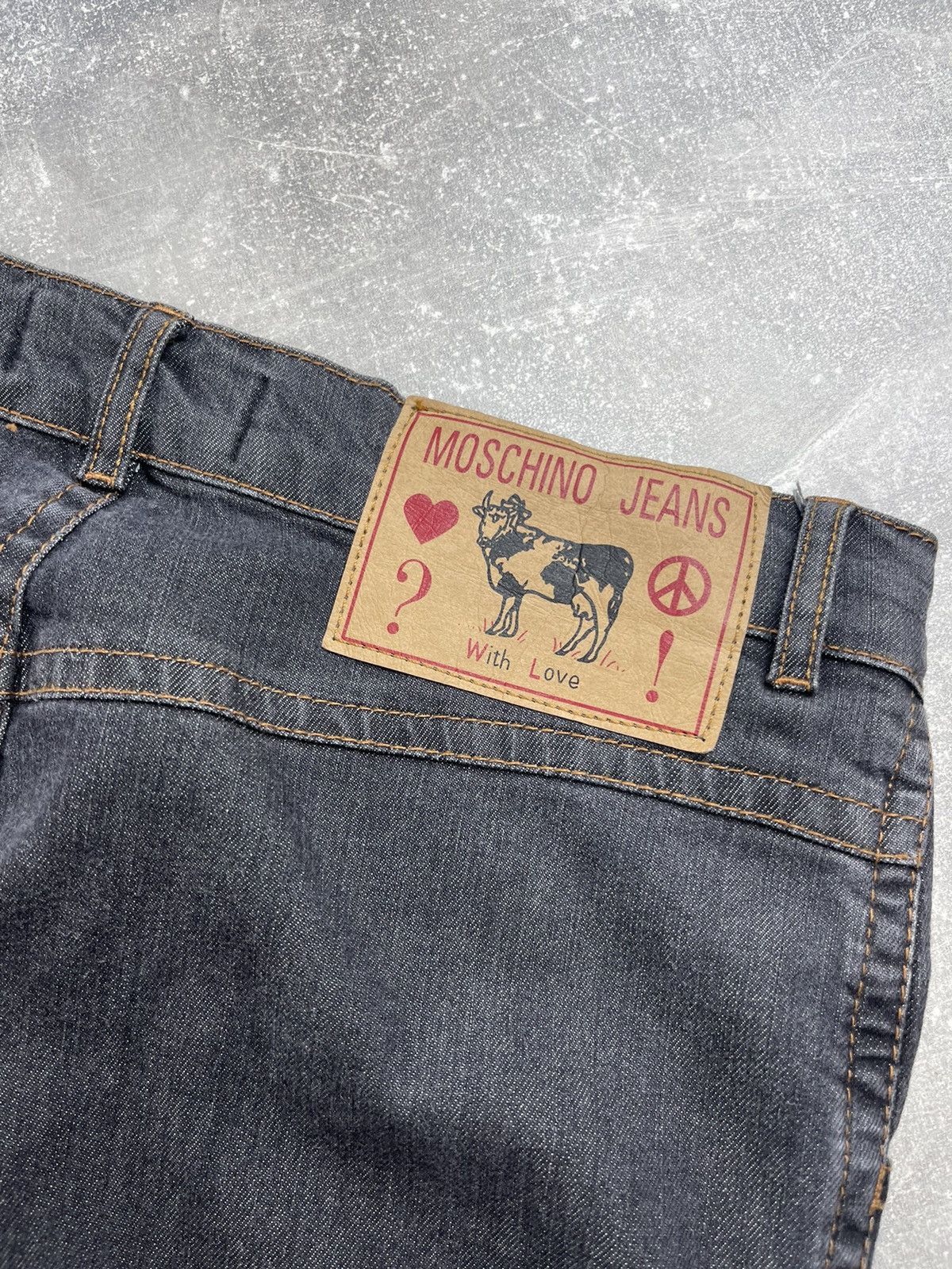 Moschino × Vintage Moschino Vintage 00s Gray Flared Denim Jeans Size 32" / US 10 / IT 46 - 4 Thumbnail