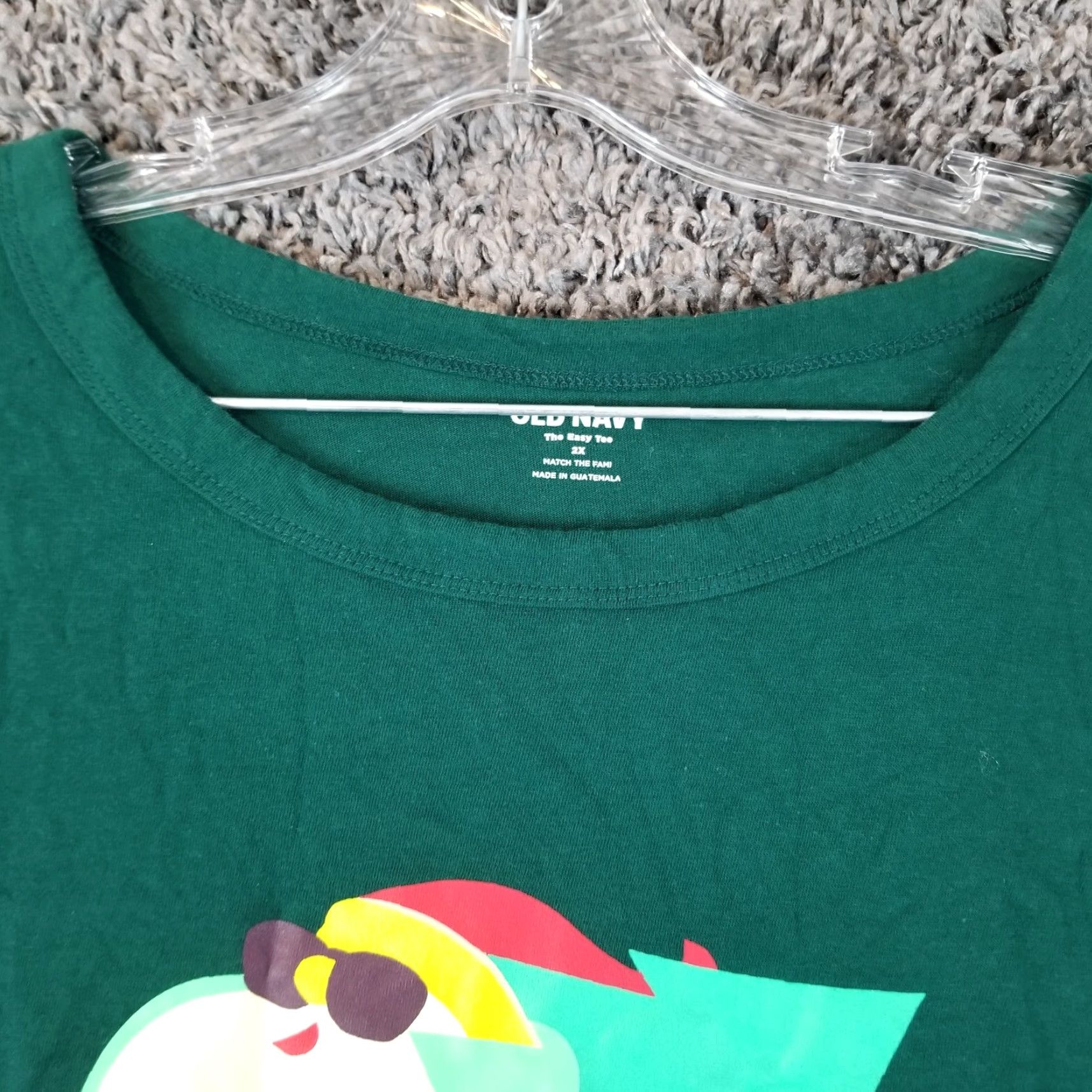 Old Navy VINTAGE Old Navy Santa Knows Whats Up Short Sleeve Graphic Tee Mens Big 2X Green Christmas Santa Claus Shirt Size US 39 - 5 Thumbnail