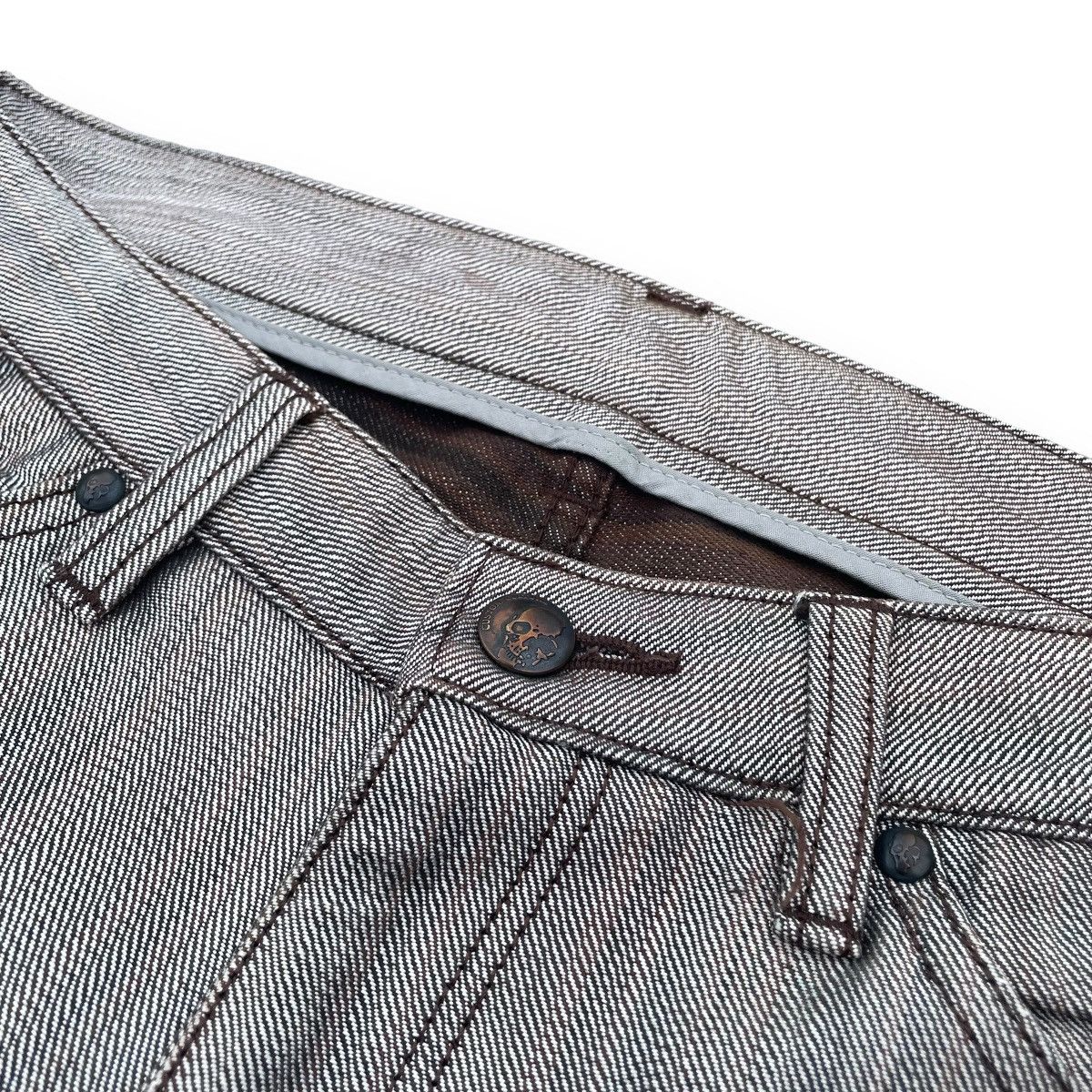 If Six Was Nine × Japanese Brand × Le Grande Bleu (L.G.B.) CUSTOM CULTURE EMBROIDERED PUNK WORDING FLARE DENIM PANTS Size US 31 - 7 Thumbnail