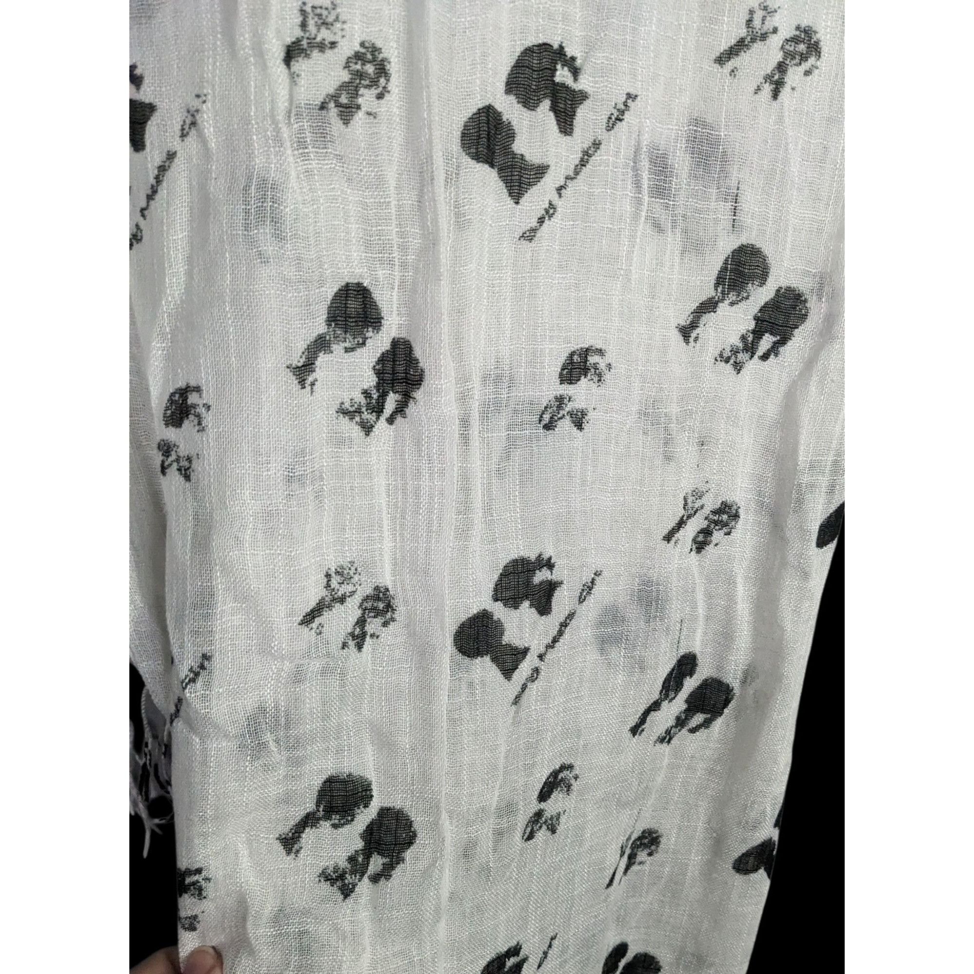 Other Boy Meets Girl Lightweight White Scarf With Black Silhouette Size ONE SIZE - 4 Thumbnail