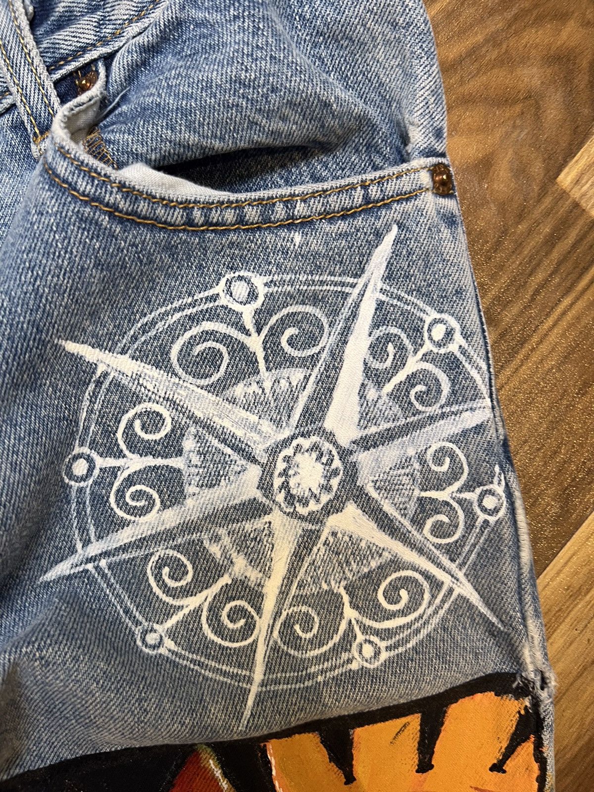 Levi's Vintage levis 550 pain ( natuto ) handmade printed denim Size US 29 - 7 Thumbnail