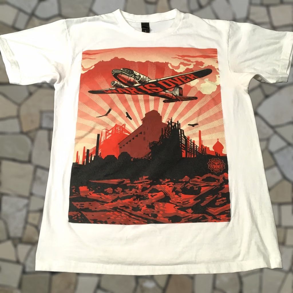 Obey OBEY War Is Over SS Graphic T-shirt Airplane Size L White Men’s Shirt City? Size US L / EU 52-54 / 3 - 1 Thumbnail