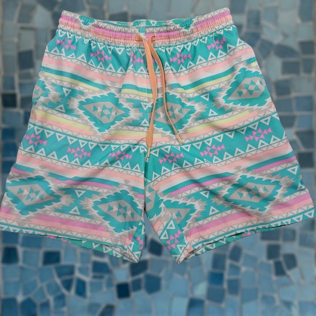 Chubbies Chubbies Swim Trunks Mens Small Blue Aztec Drawstring Preppy Size ONE SIZE - 1 Thumbnail