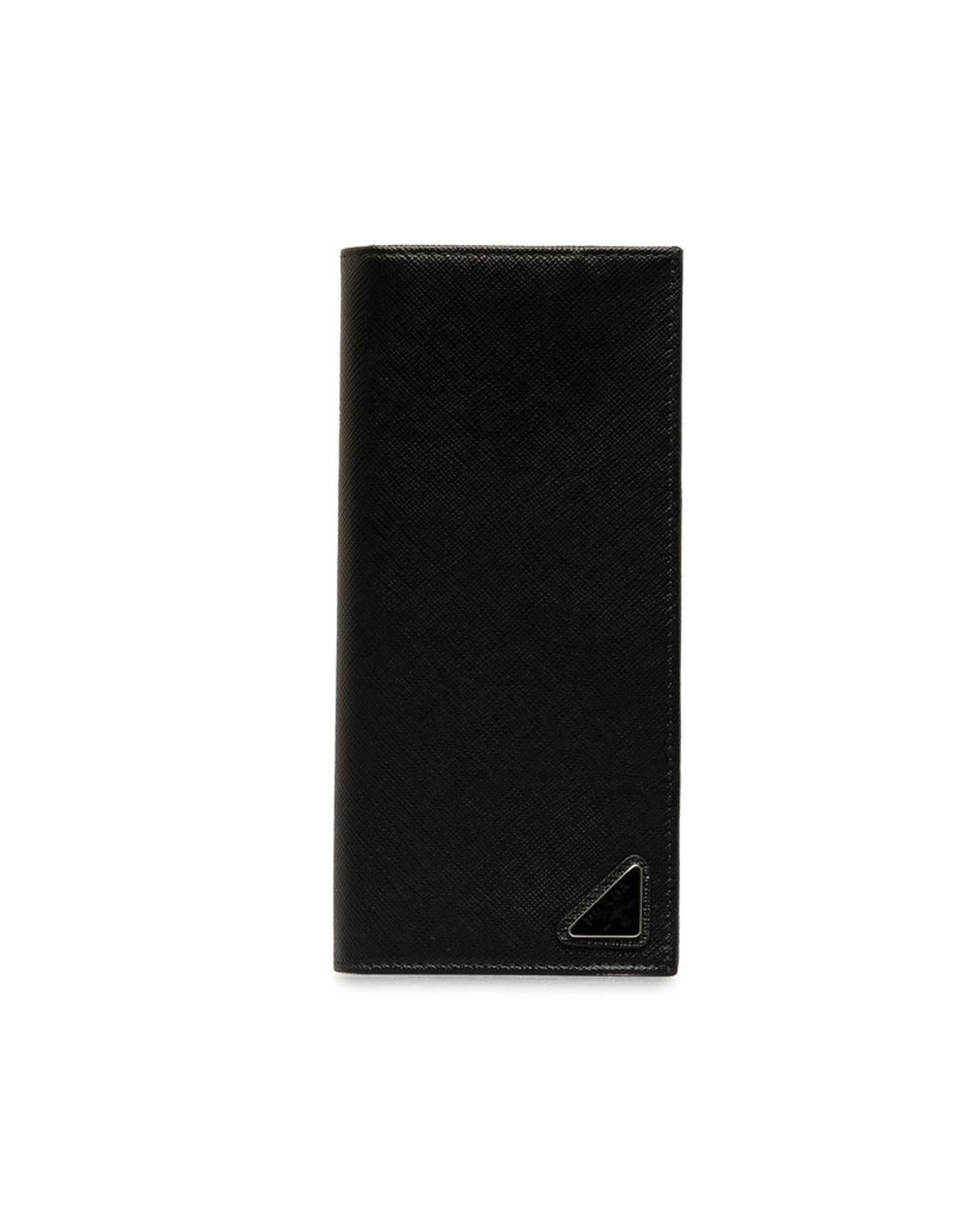 image of Prada Long Wallet With Saffiano Logo Design in Black, Women's