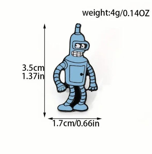 Band Tees Futurama Bender enamel pin Matt Groening Simpsons Cartoon Size ONE SIZE - 4 Thumbnail
