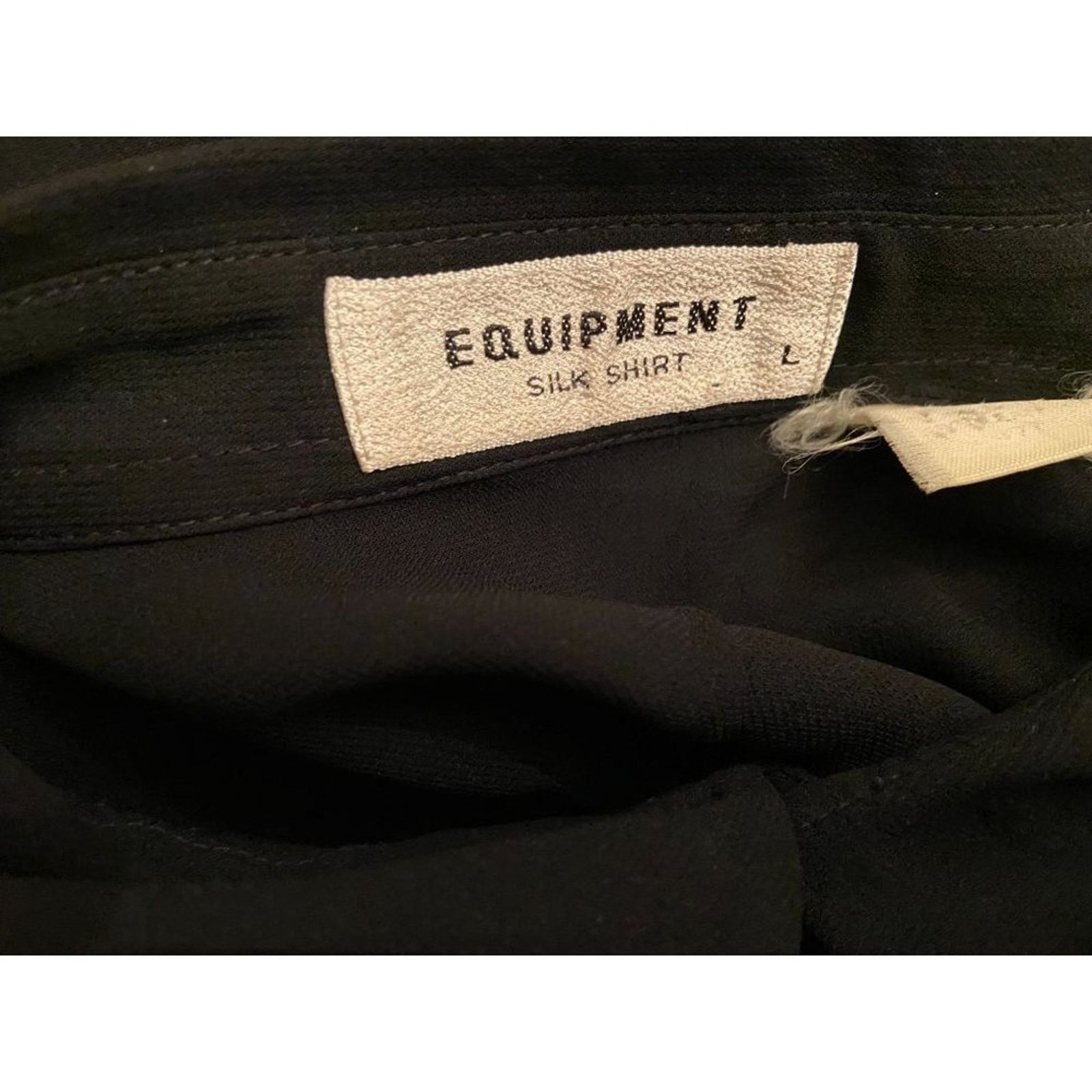 Equipment Ladies Large Equipment Silk Black Ruffle Blouse Size L / US 10 / IT 46 - 6 Thumbnail