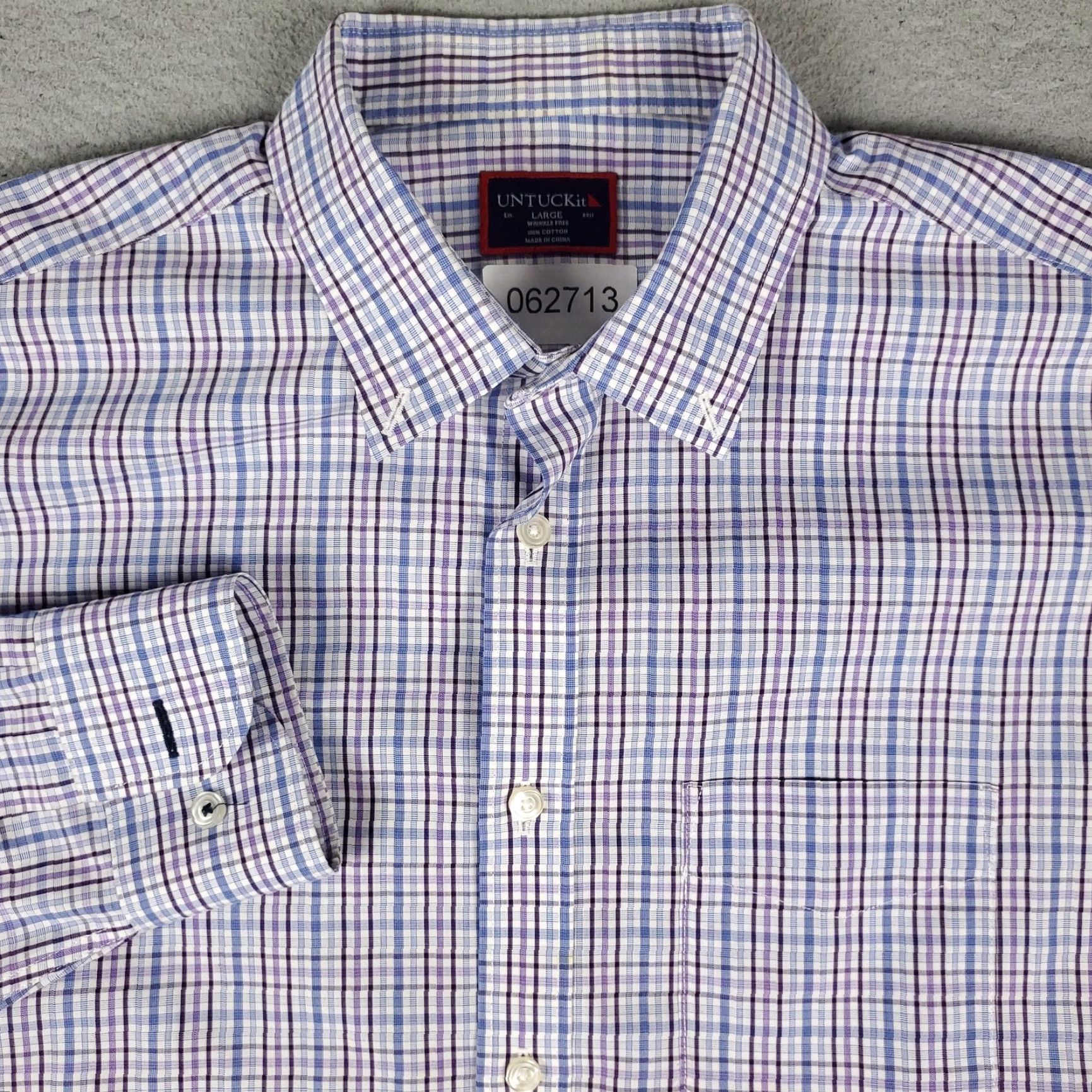 UNTUCKit UNTUCKit Button-Up Shirt Mens Large Blue Plaid Wrinkle-Free Cotton Long Sleeve Size US L / EU 52-54 / 3 - 2 Thumbnail