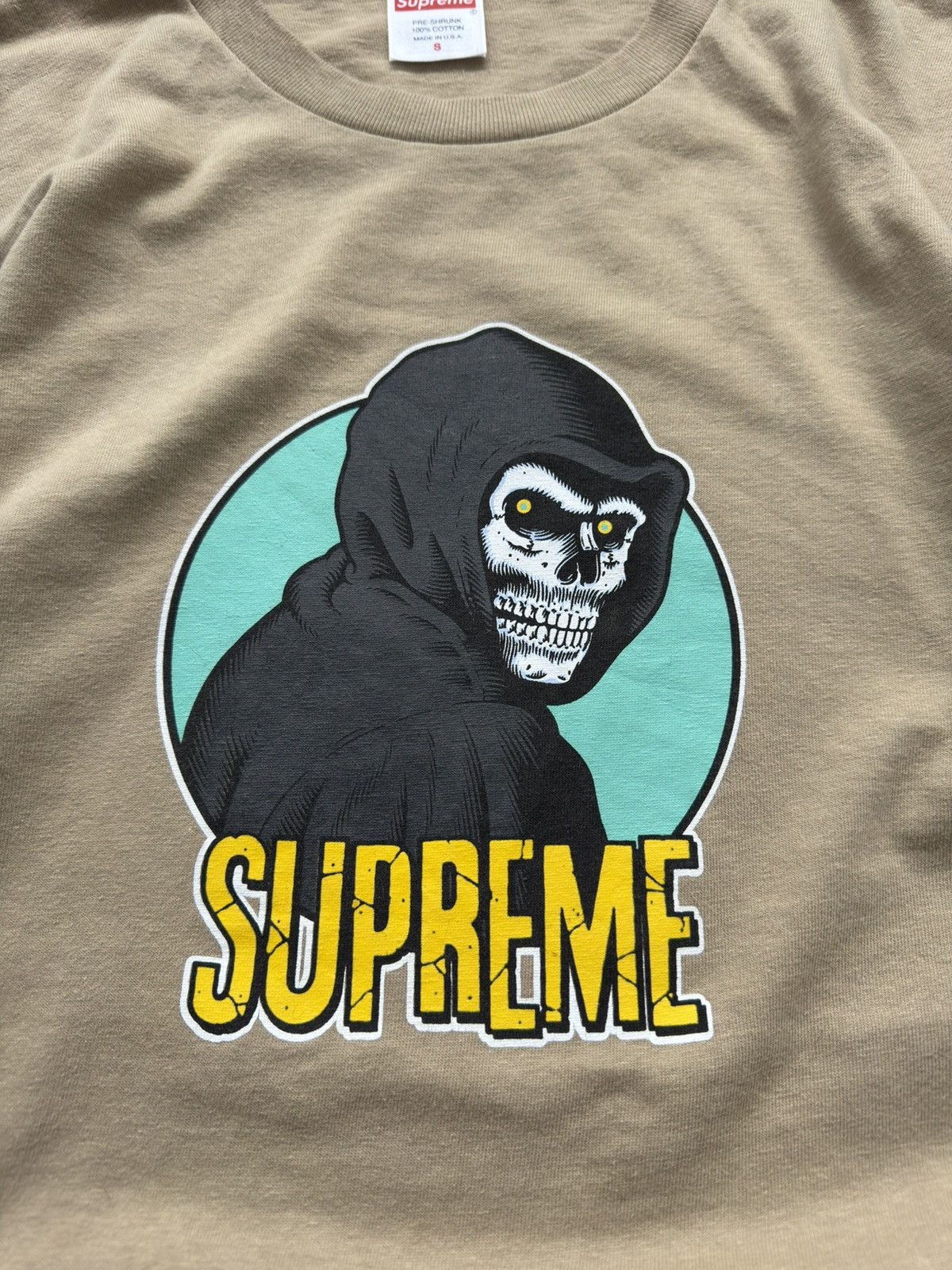 Supreme × Vintage Supreme Reaper Skull Dusty Begie Tee Shirt SS23 Size US S / EU 44-46 / 1 - 5 Thumbnail
