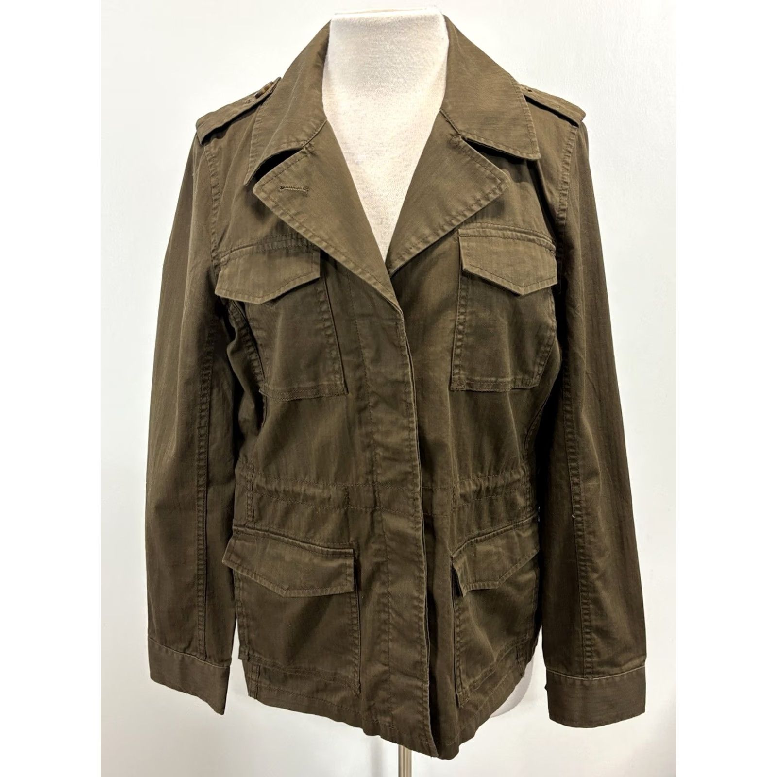 J.Crew J.CREW Utility Field Jacket Womens M Brown Drawstring Military Safari Pockets Shirt Jacket Size M / US 6-8 / IT 42-44 - 2 Thumbnail