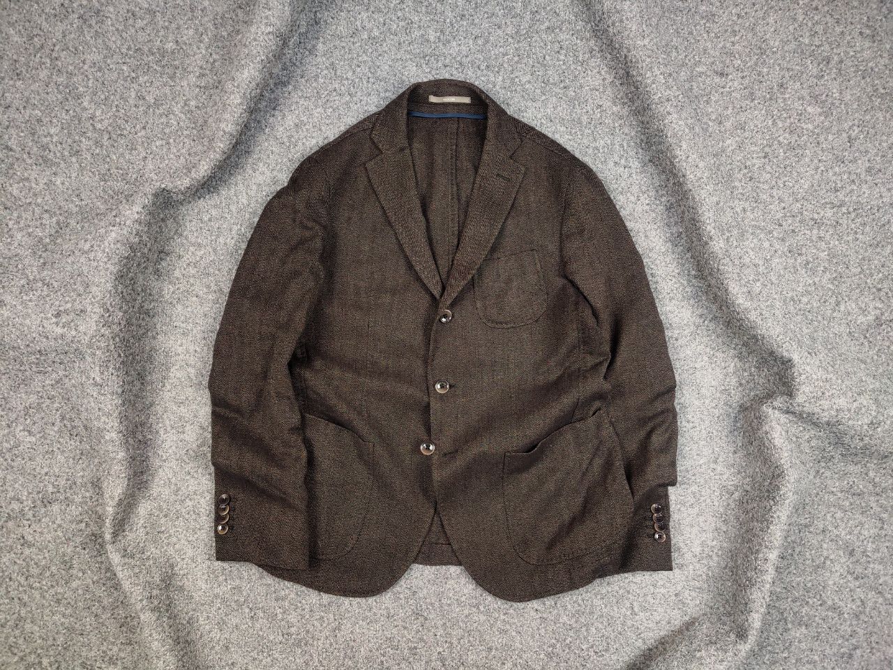 Paoloni Paoloni Design Brown Texture Wool Blend Blazer Jacket Size US M / EU 48-50 / 2 - 1 Thumbnail