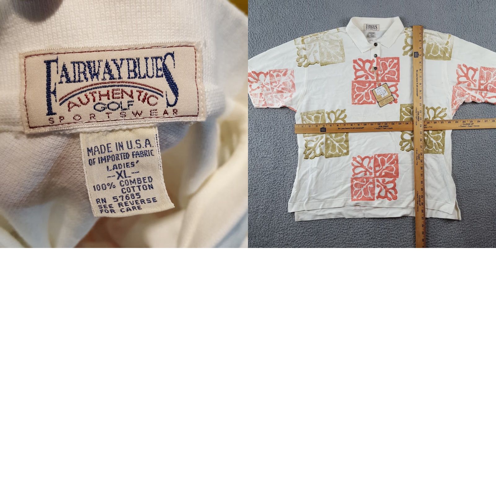 Vintage VINTAGE Fairway Blues Polo Shirt Coral Pattern Women's XL White Collared Golf Polo Shirt Size XL / US 12-14 / IT 48-50 - 8 Thumbnail