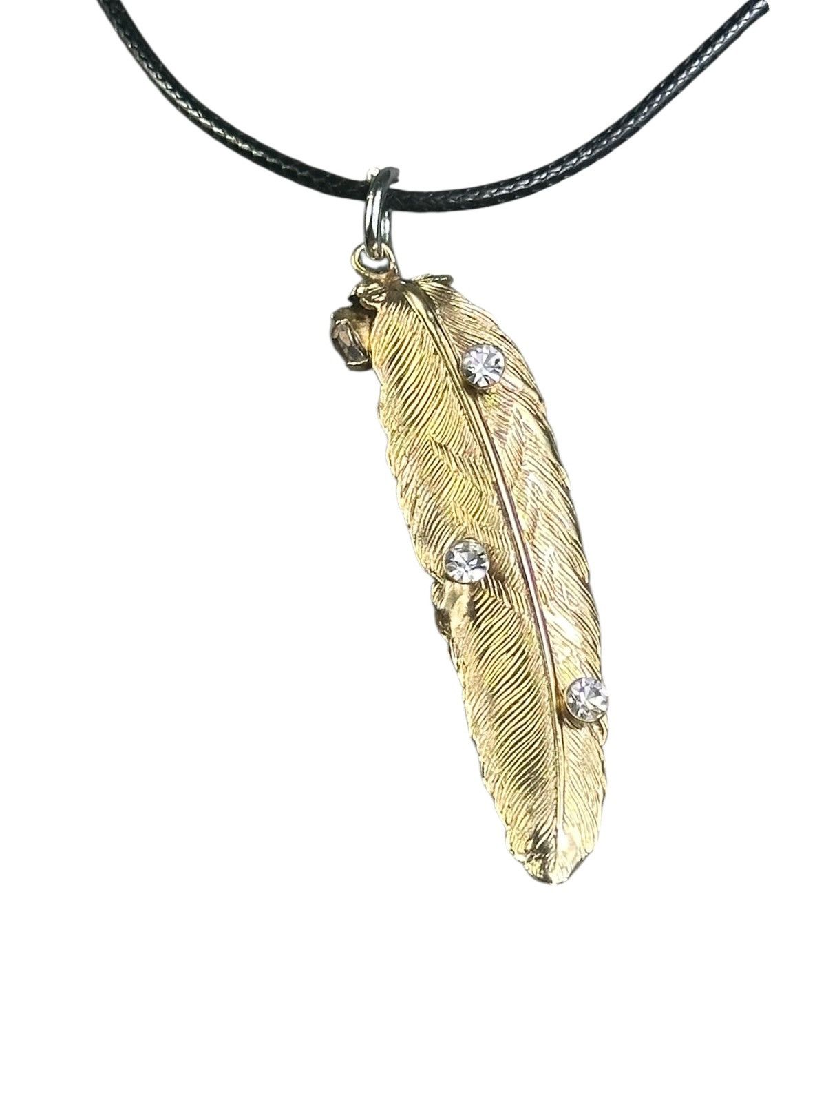 Native 2000s HANDMADE TRIBAL INSPIRED RHINESTONES FEATHER NECKLACE Size ONE SIZE - 2 Thumbnail