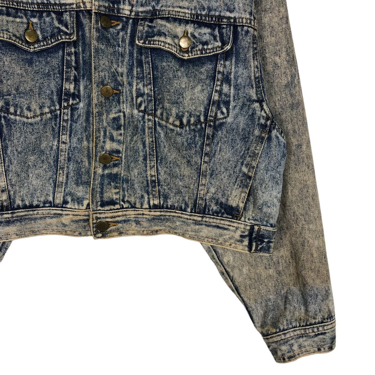 Japanese Brand 🔥CROPPED ACID WASH BIKER JACKET DENIM TEAM LISCH JAPAN Size US M / EU 48-50 / 2 - 7 Thumbnail