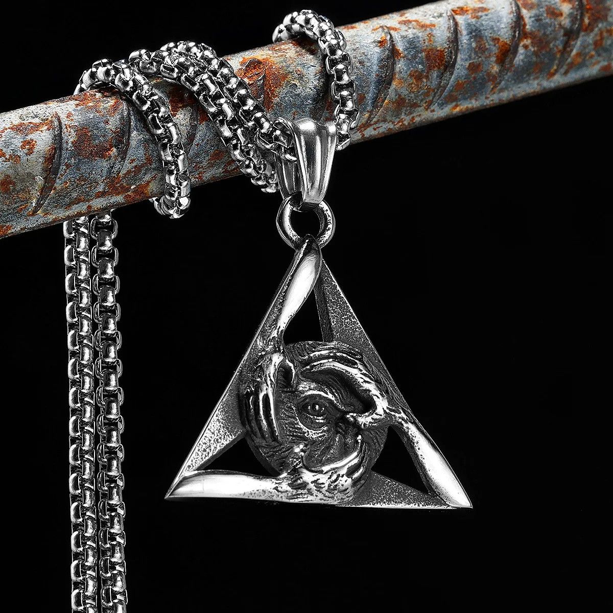 Jewelry Eye of Light Pendants Retro Triangle Necklace Size ONE SIZE - 1 Thumbnail