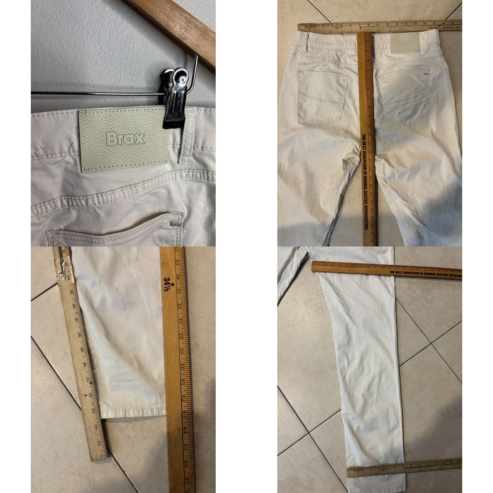 BRAX Brax Cadiz Marathon Five Pocket Jeans Mens White Cream Chino Denim Straight 34 Inseam 35 Overall Size US 34 / EU 50 - 8 Thumbnail