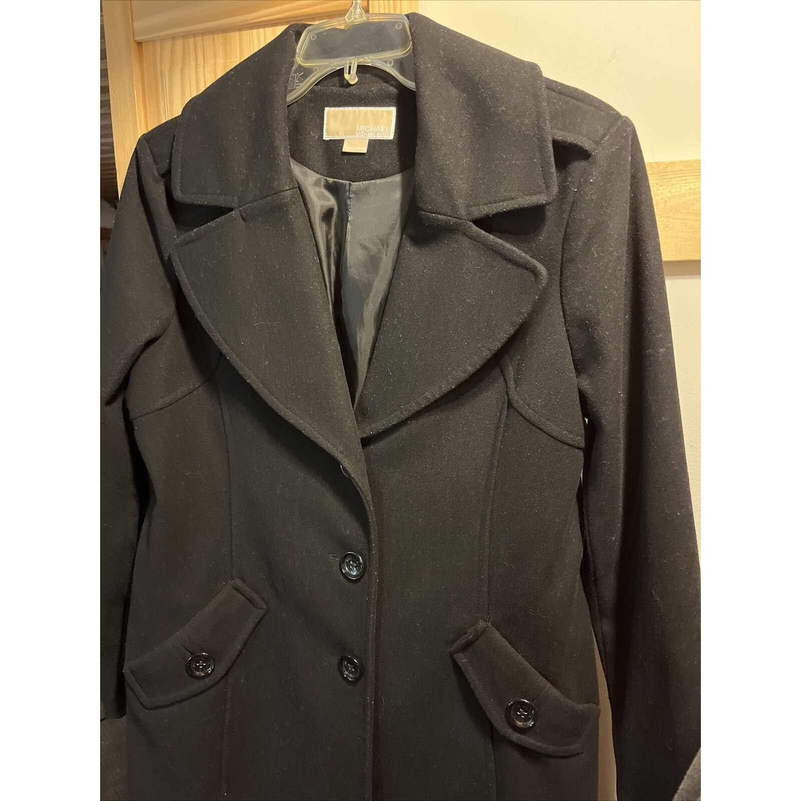 Michael Kors Michael Kors Women’s Size 10 M Black Wool LS Button Coat Size L / US 10 / IT 46 - 9 Thumbnail