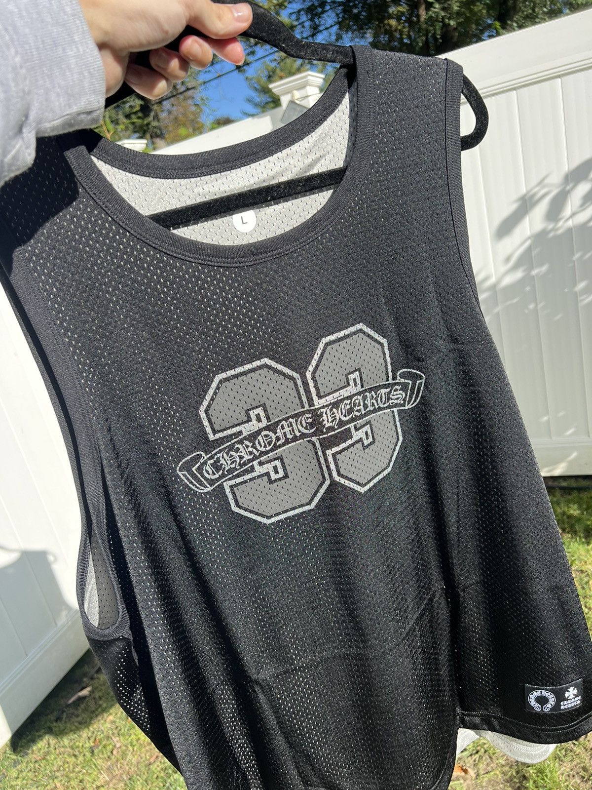 image of Chrome Hearts Basketball Jersey Black Reversible, Men's (Size Large)