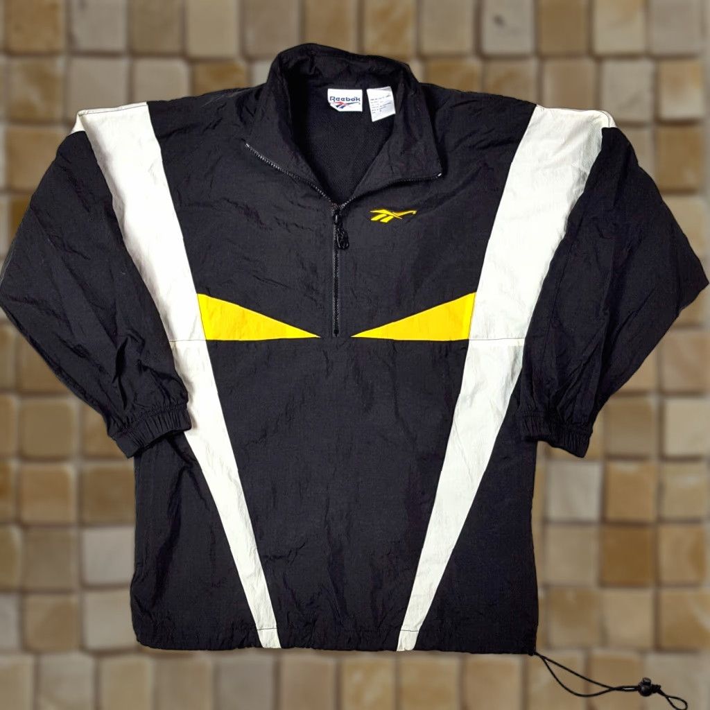 Reebok VINTAGE Reebok Women's Jacket S Black Yellow Windbreaker Logo Zip Up Retro 90s Casual Sports Size S / US 4 / IT 40 - 1 Thumbnail