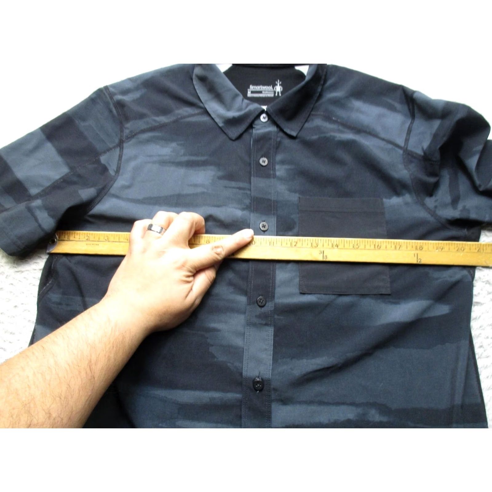 Smartwool Smartwool Shirt Mens Medium Black Stripe Short Sleeve Button Up Merino Casual Size US M / EU 48-50 / 2 - 7 Thumbnail