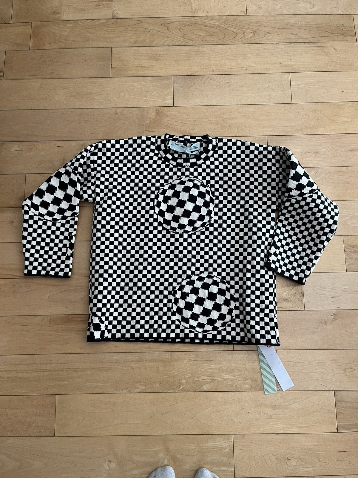 image of Off White NWT - Off-White Checkered Sweater in Black/White, Women's (Size XS)