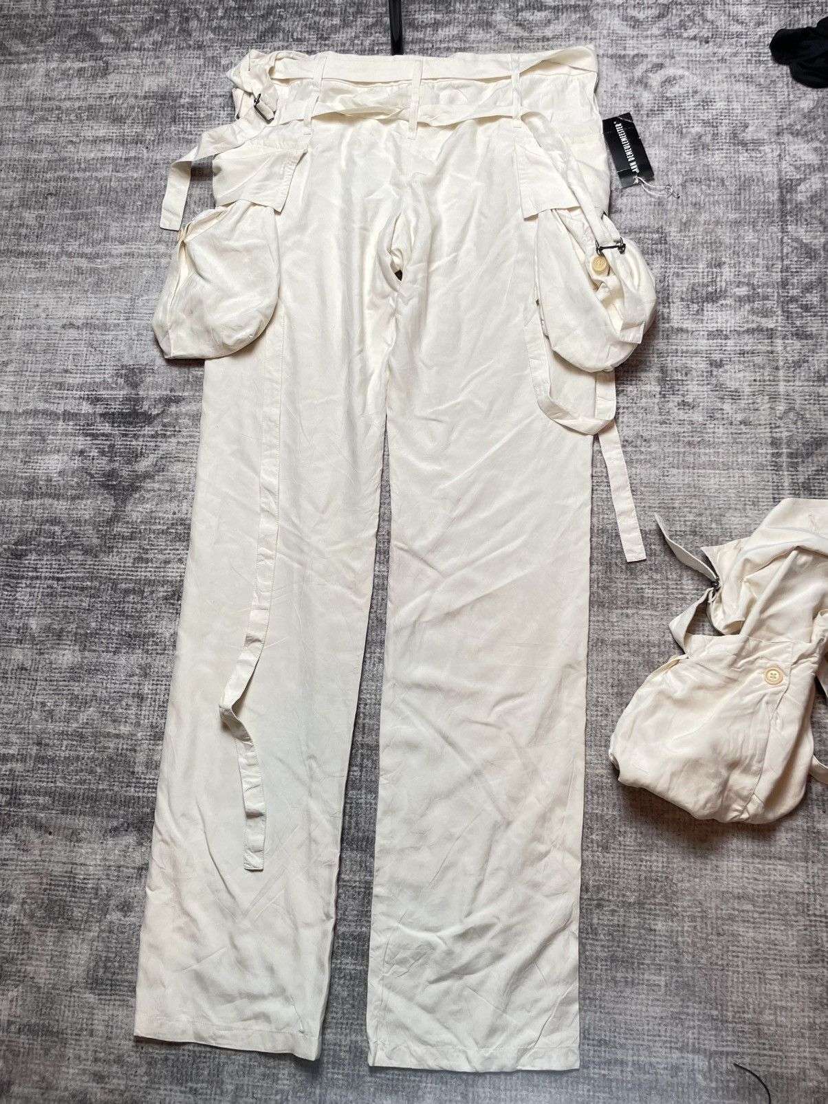 Ann Demeulemeester Ann Demeulemeester Silk Cargo Bondage Pants Size US 32 / EU 48 - 2 Thumbnail