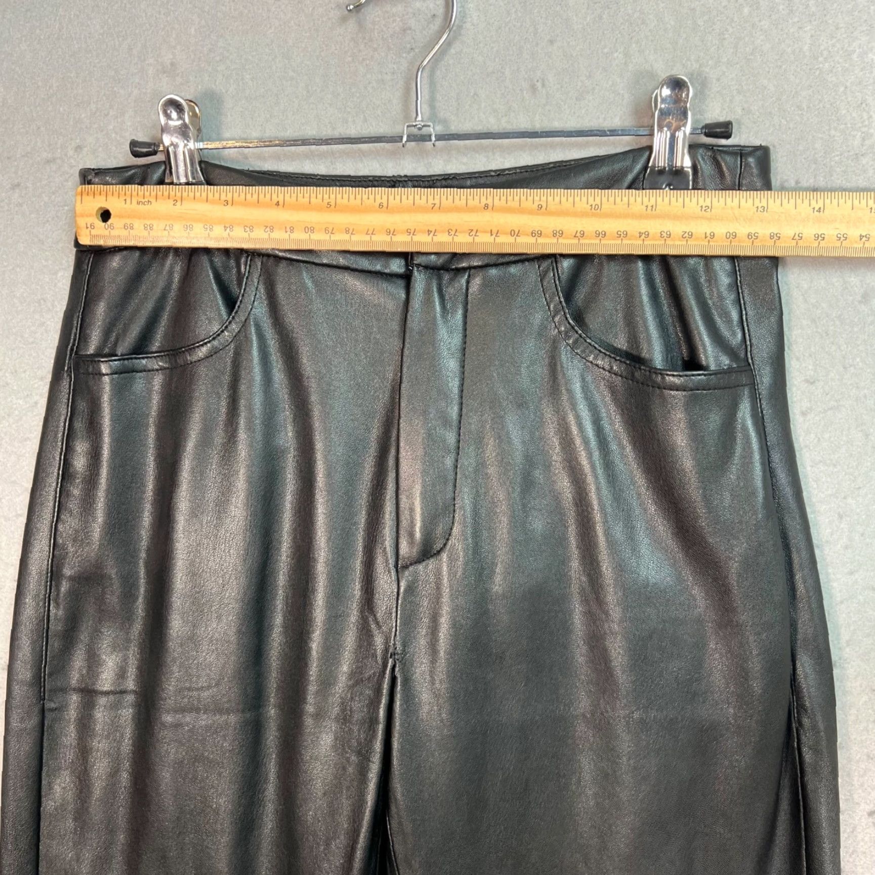 Mango Mango MNG Black Faux Leather High-Waisted Pants Womens Size 2 Size 26" / US 2 / IT 38 - 5 Thumbnail