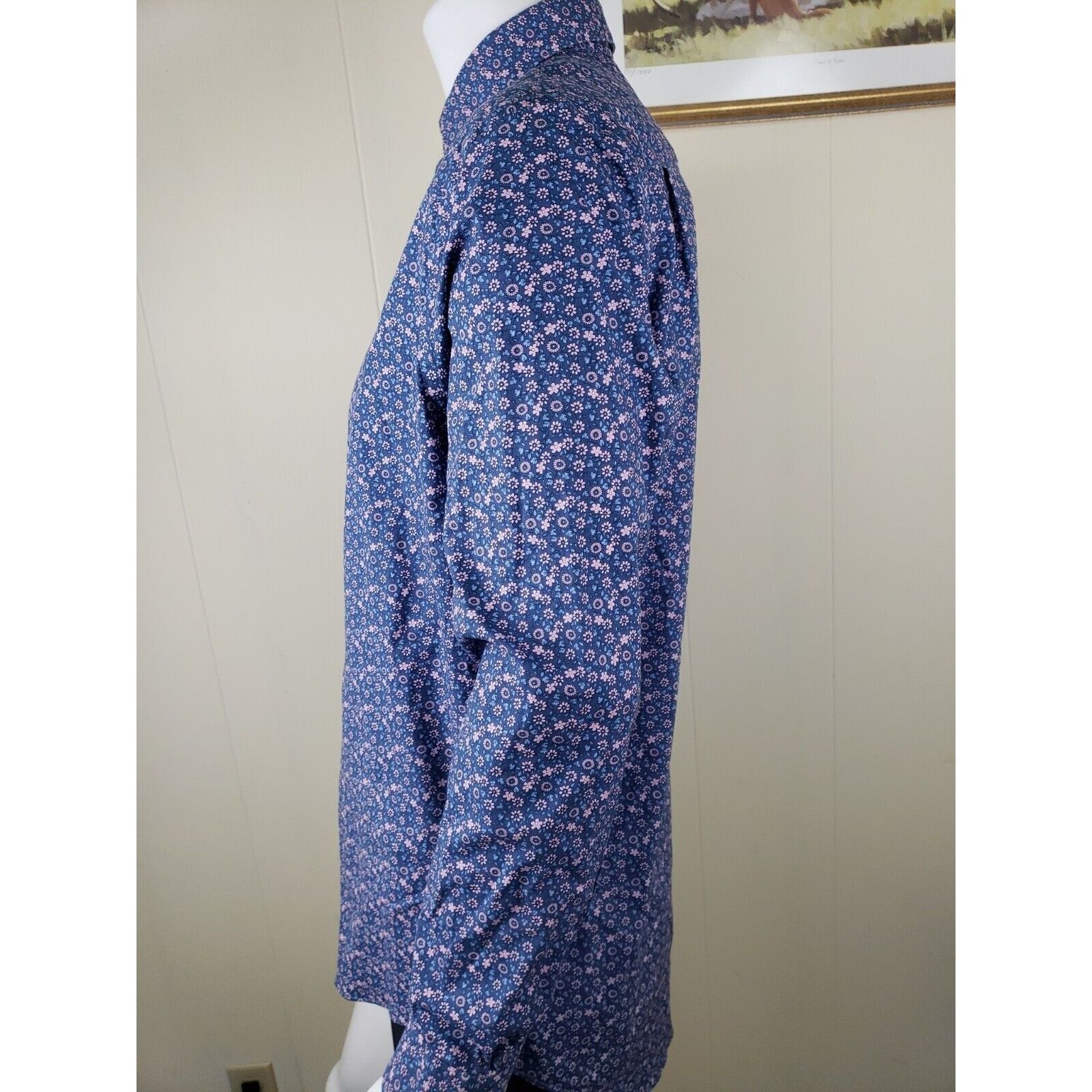 Egara Egara Slim Fit Dress Shirt Mens 17 34/35 Pink Indigo Floral Size US L / EU 52-54 / 3 - 5 Thumbnail