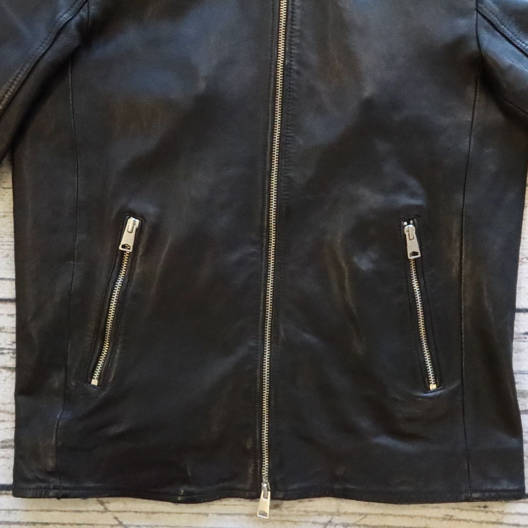 Allsaints **Black Leather All Saints Cafe Racer Motorcycle Jacket Size S** User: Vintage Black Leather All Saints Cafe Racer Motorcycle Jacket Size S Size US S / EU 44-46 / 1 - 3 Thumbnail