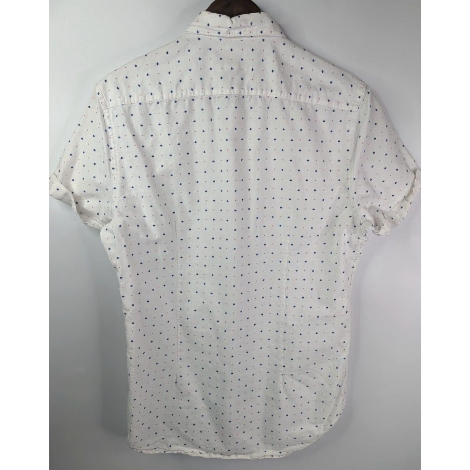 Zara ZARA Man Slim Fit Shirt Short Sleeve Button White Blue Red Dots Print Size US L / EU 52-54 / 3 - 2 Thumbnail