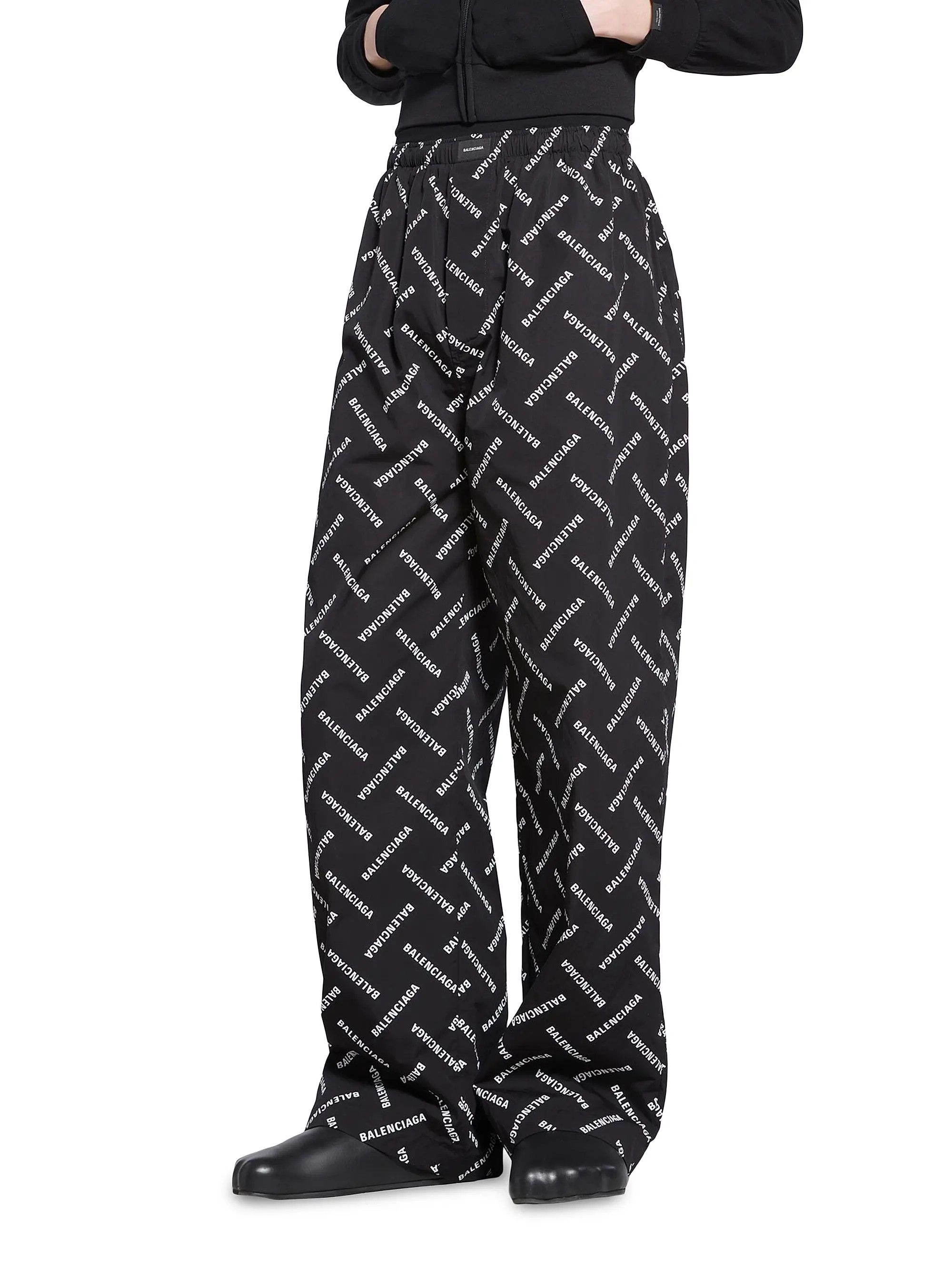 Balenciaga o1srvl11e0925 Bal Diagonal Allover Pyjama Pants in Black Size US 30 / EU 46 - 6 Thumbnail