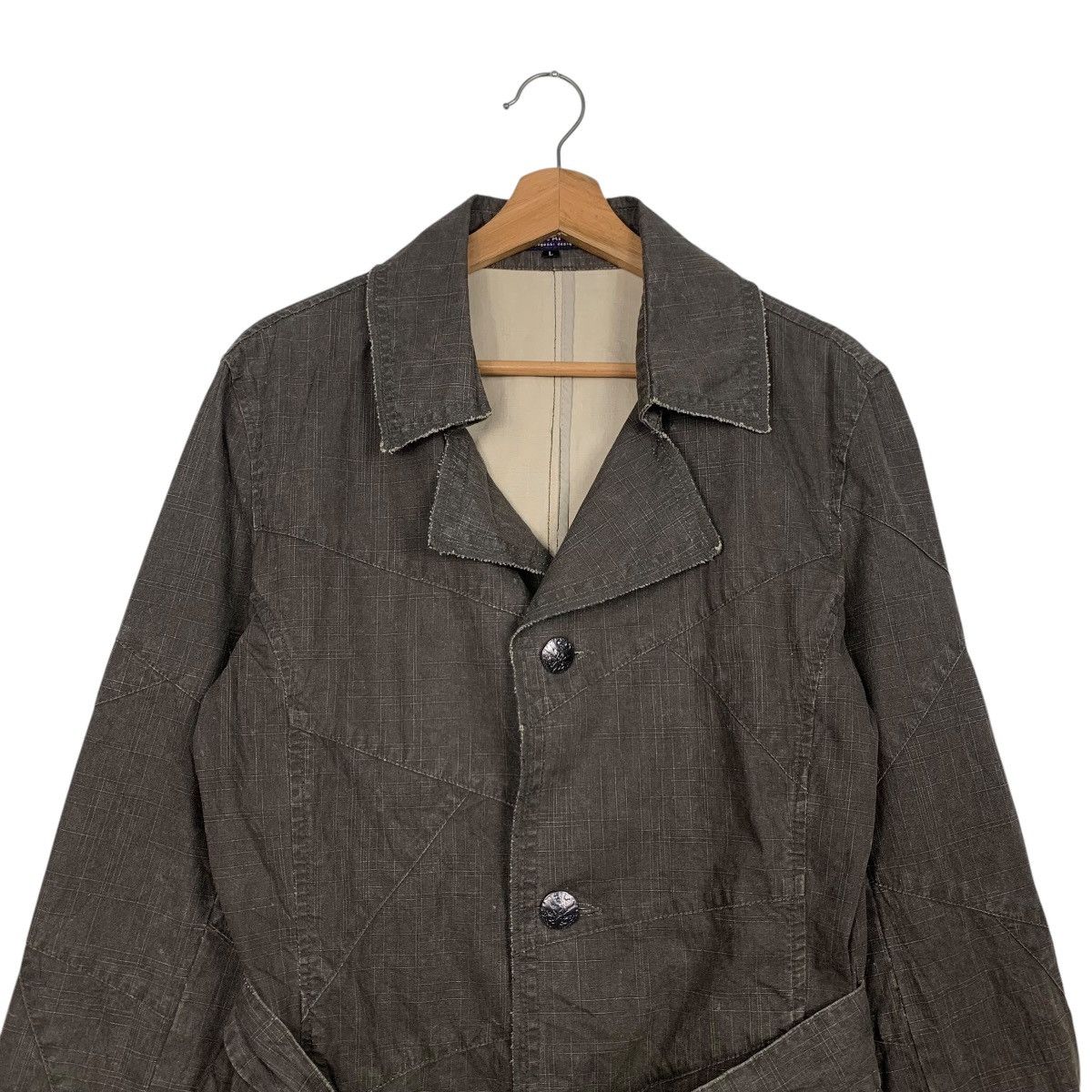 In The Attic IN THE ATTIC Cotton Crosshatch Belted Coat Jacket #2784-C126 Size L / US 10 / IT 46 - 2 Thumbnail