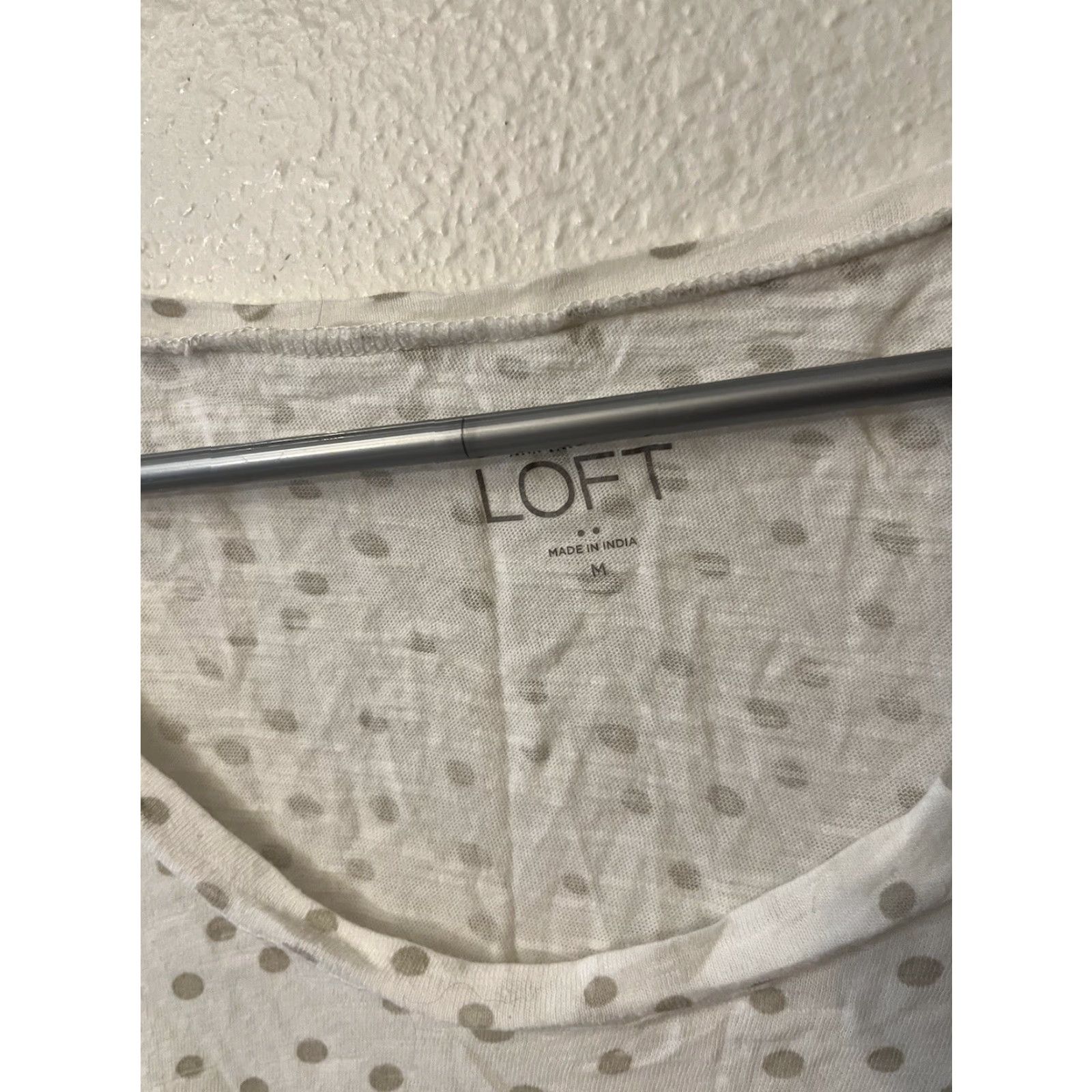 Ann Taylor Ann Taylor Loft Short Sleeve Polka Dot White Blouse Tee Medium Multicolor Womens Size M / US 6-8 / IT 42-44 - 2 Thumbnail