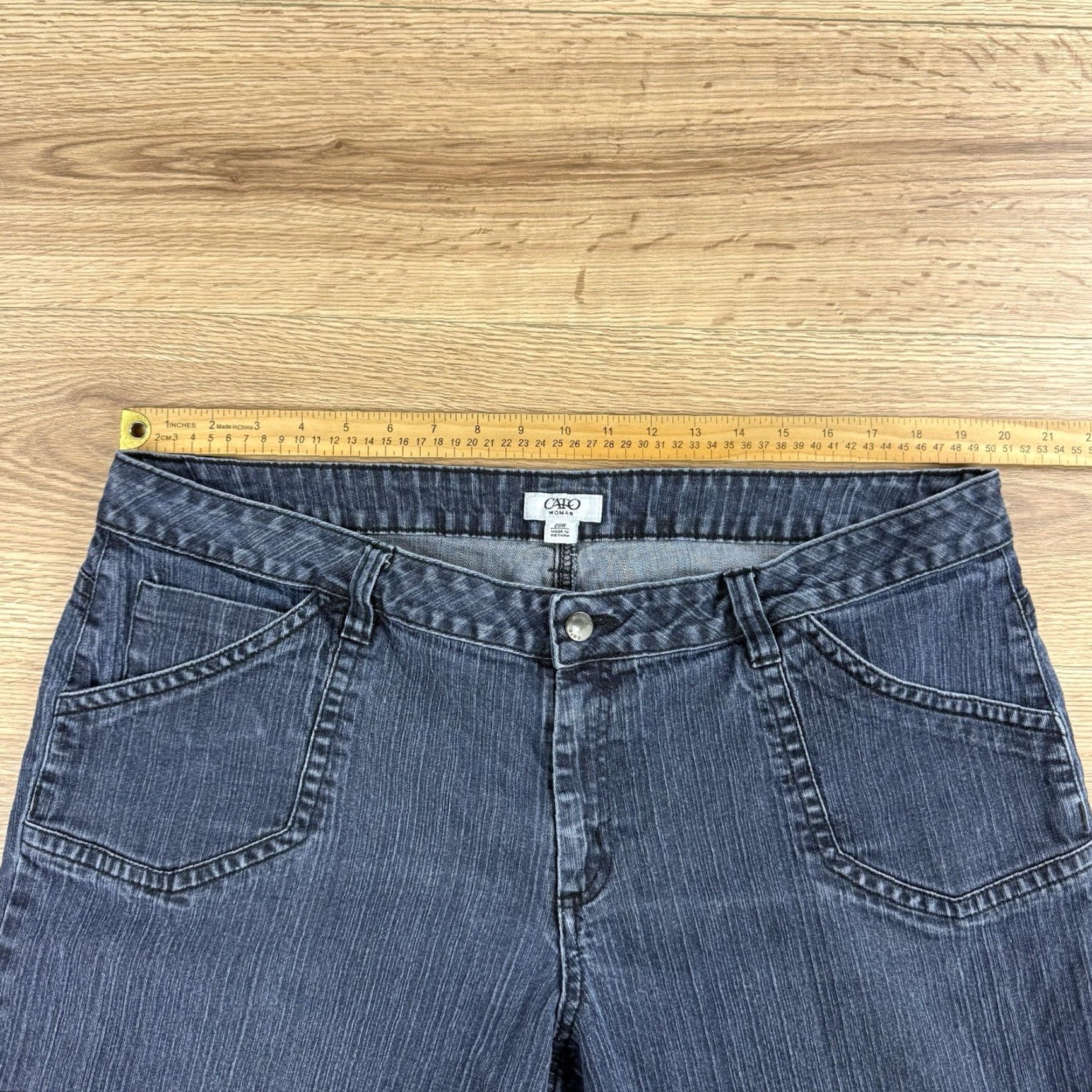 Vintage Cato Jeans Woman 20w Dark Blue Stretch Denim Wide Leg Flap Pockets Womens Plus Size 20w Blue Denim Pants Size 42" / US 20 - 4 Thumbnail