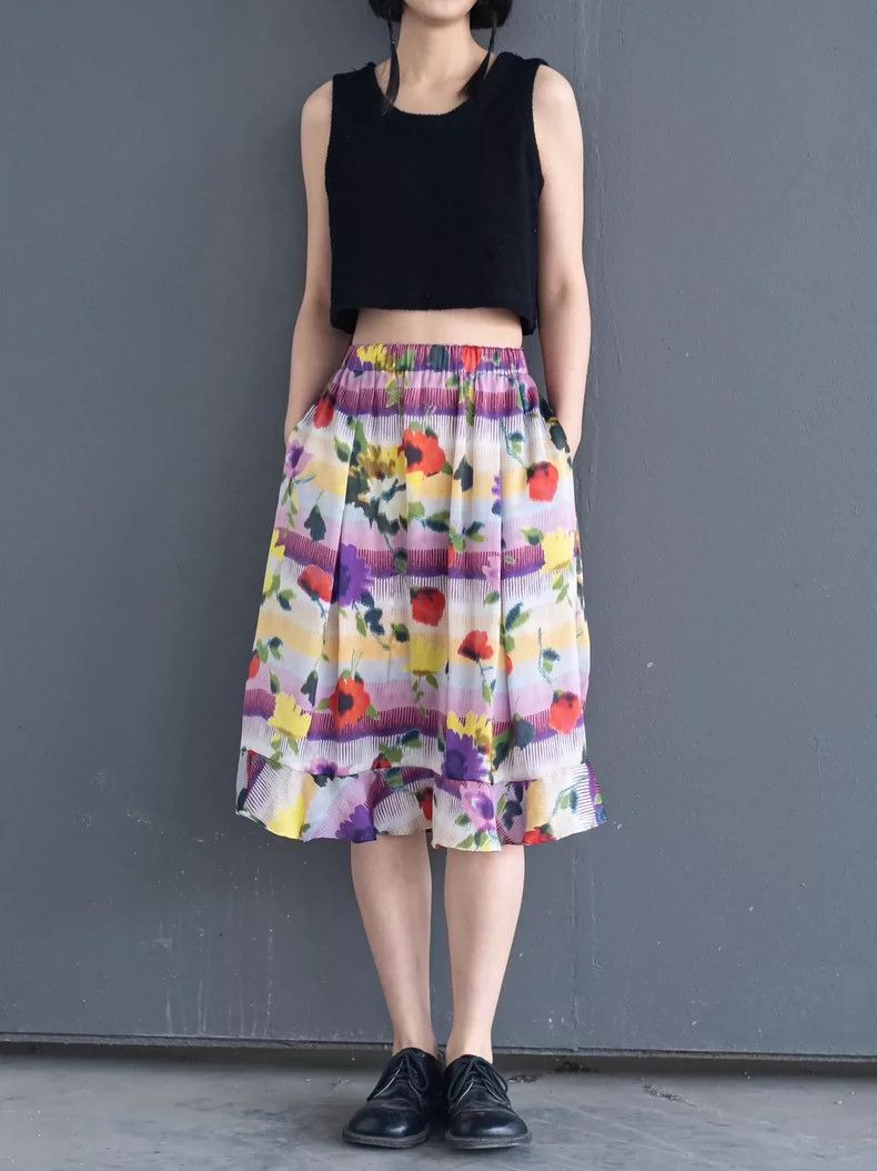 Comme des Garcons COMME des GARCONS Floral Psychedelic Skirt - dmc Size US 28 / EU 44 - 1 Thumbnail