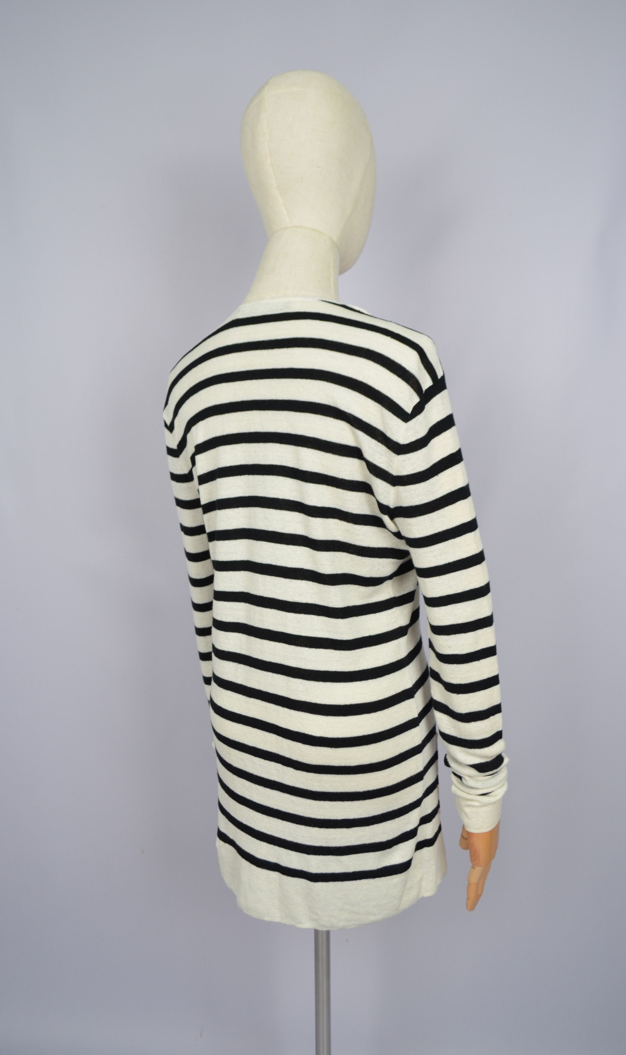 Ralph Lauren 100% Linen Knit Ribbed Trim Ruffled Cardigan