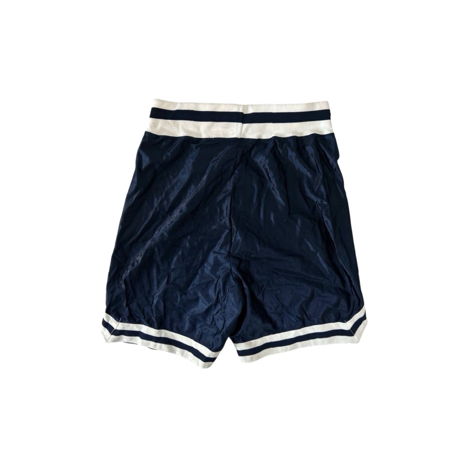 Vintage VINTAGE Don Alleson Dazzle Basketball Shorts Womens L Navy White & Navy Stripes Waistband Piping 90s USA Athletic Nylon NOS NWT Size 36" / US 14 / IT 50 - 6 Thumbnail